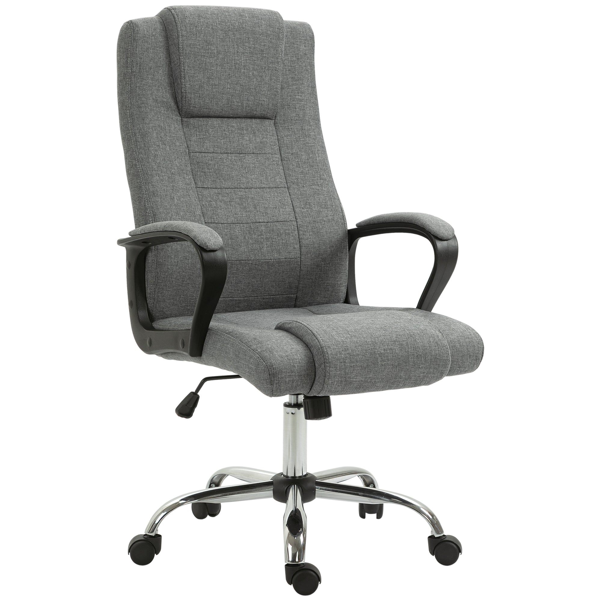 Manager Ergonomic Swivel Office Chair with Linen Upholstery Height Adjustable Dark Gray