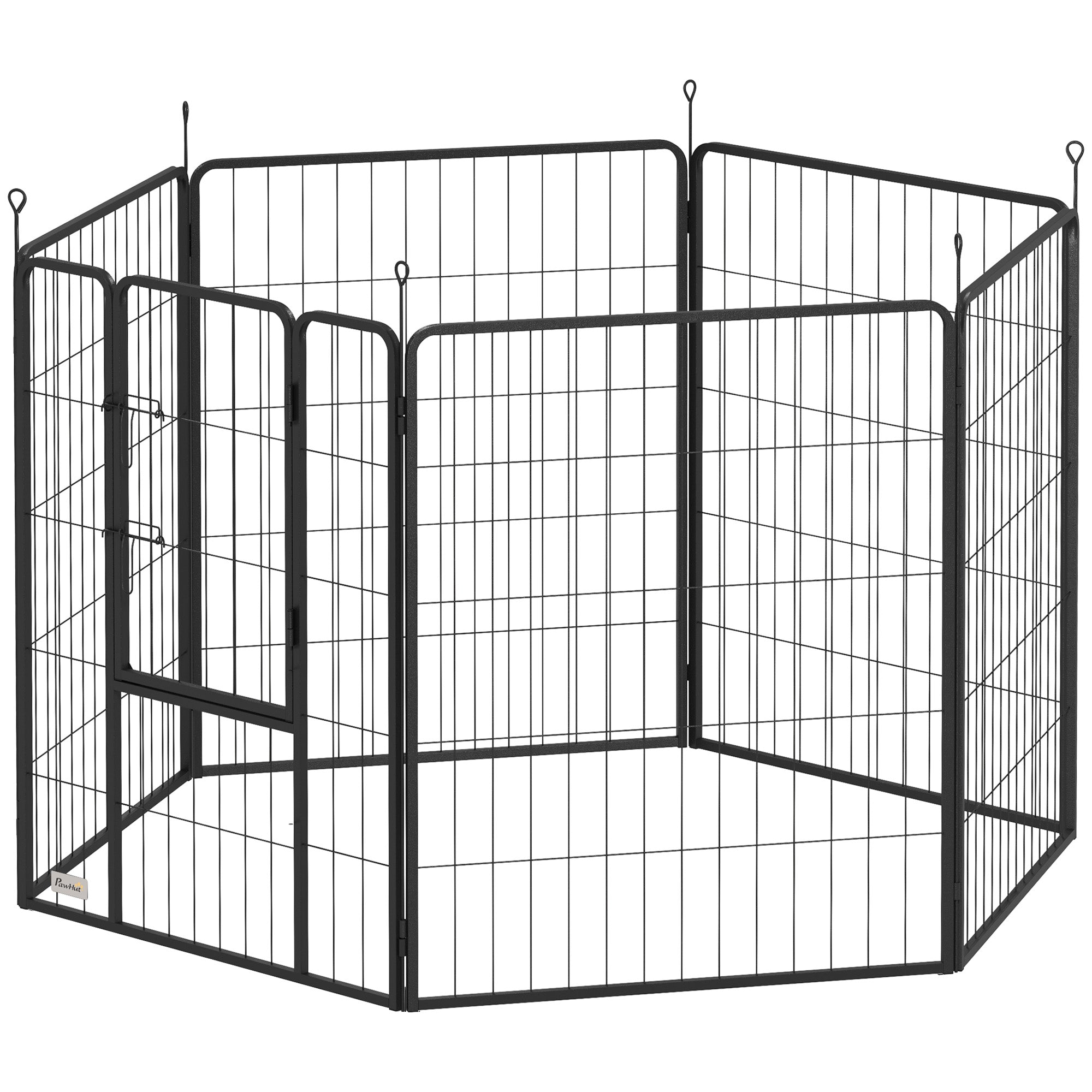 Puppy Playpen 100cm High, 6-Piece Dog Playpen DIY Puppy Enclosure with Door, Free-Roaming Pen for Small, Medium, and Large Dogs, Steel, Gray