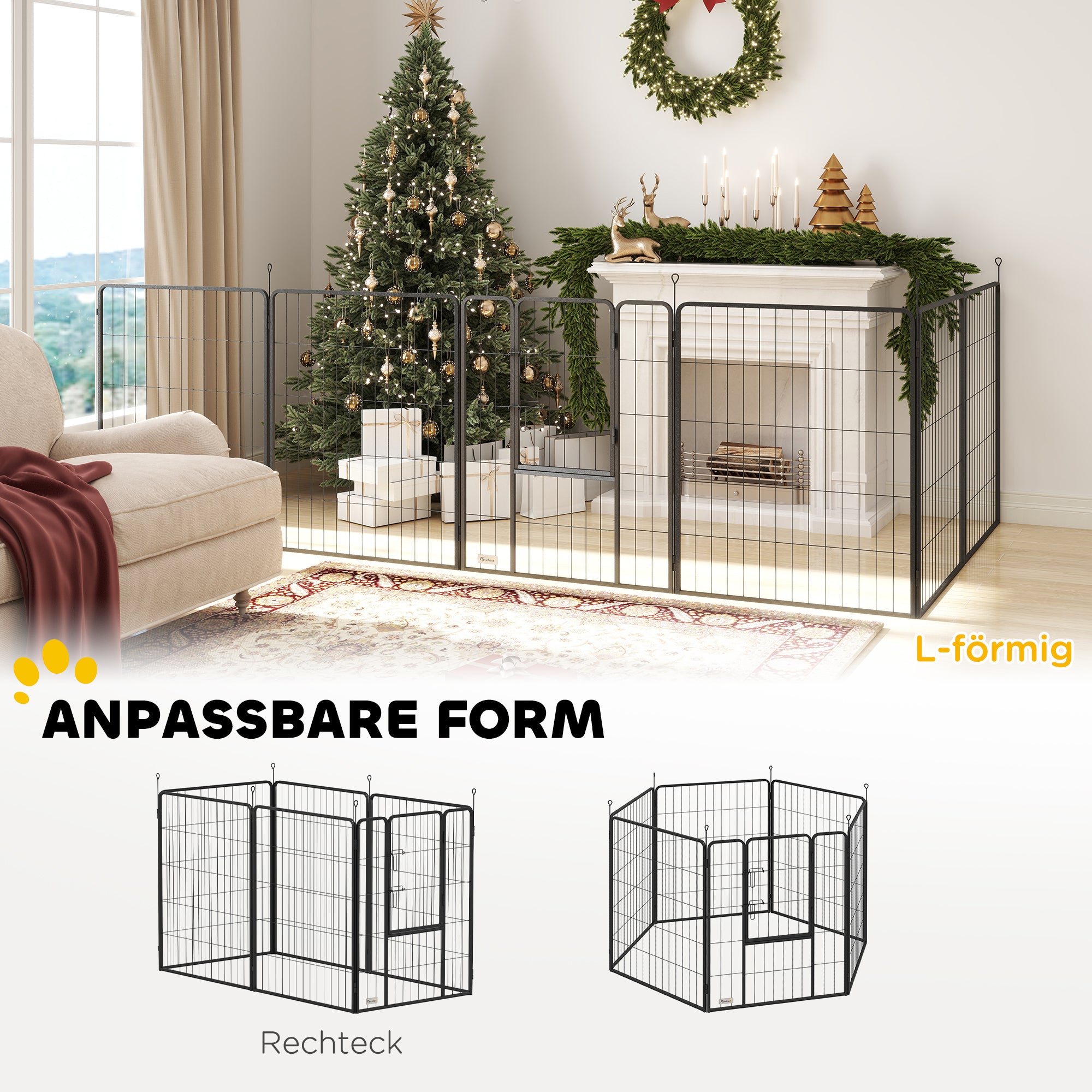Puppy Playpen 100cm High, 6-Piece Dog Playpen DIY Puppy Enclosure with Door, Free-Roaming Pen for Small, Medium, and Large Dogs, Steel, Gray
