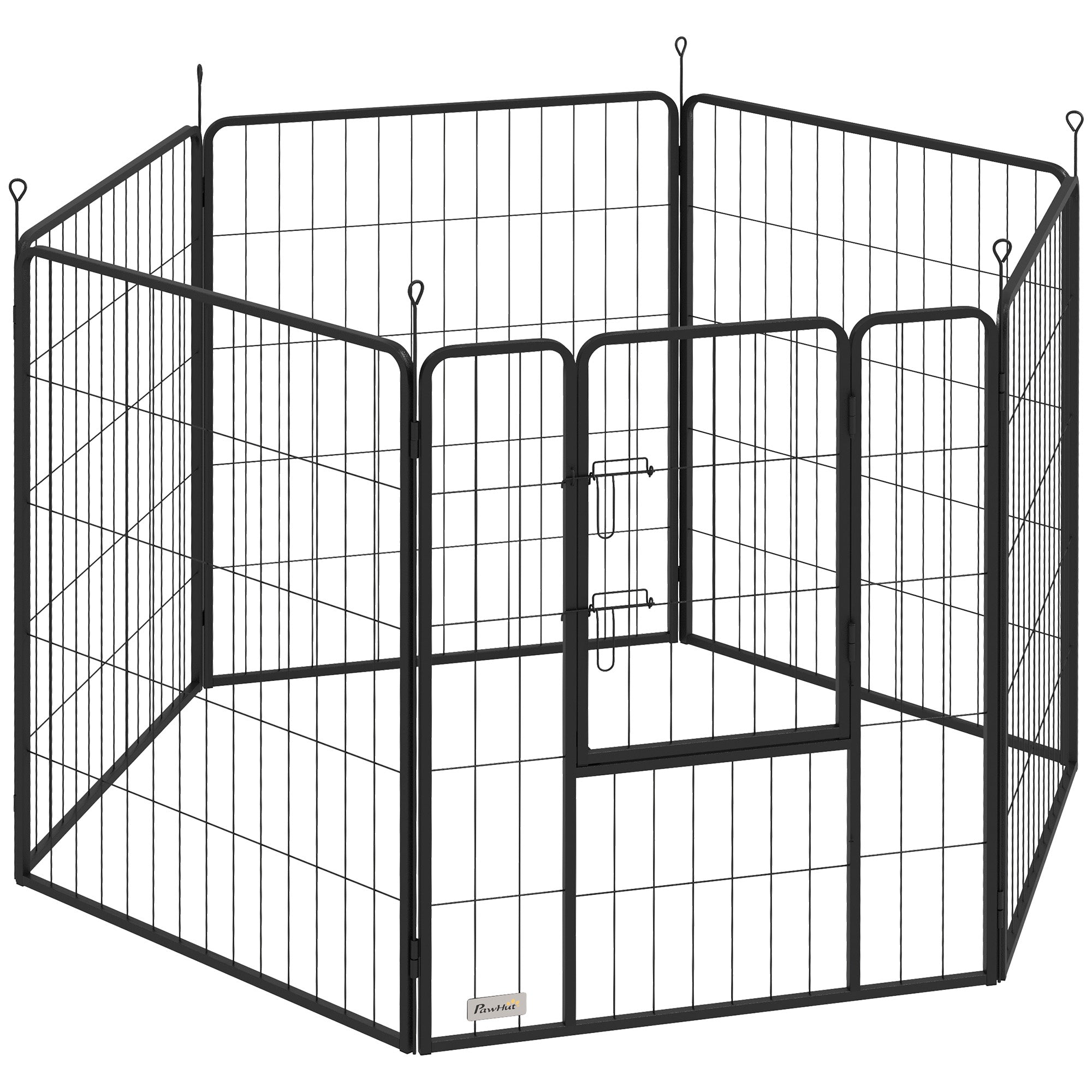 Puppy Playpen 100cm High, 6-Piece Dog Playpen DIY Puppy Enclosure with Door, Free-Roaming Pen for Small, Medium, and Large Dogs, Steel, Gray