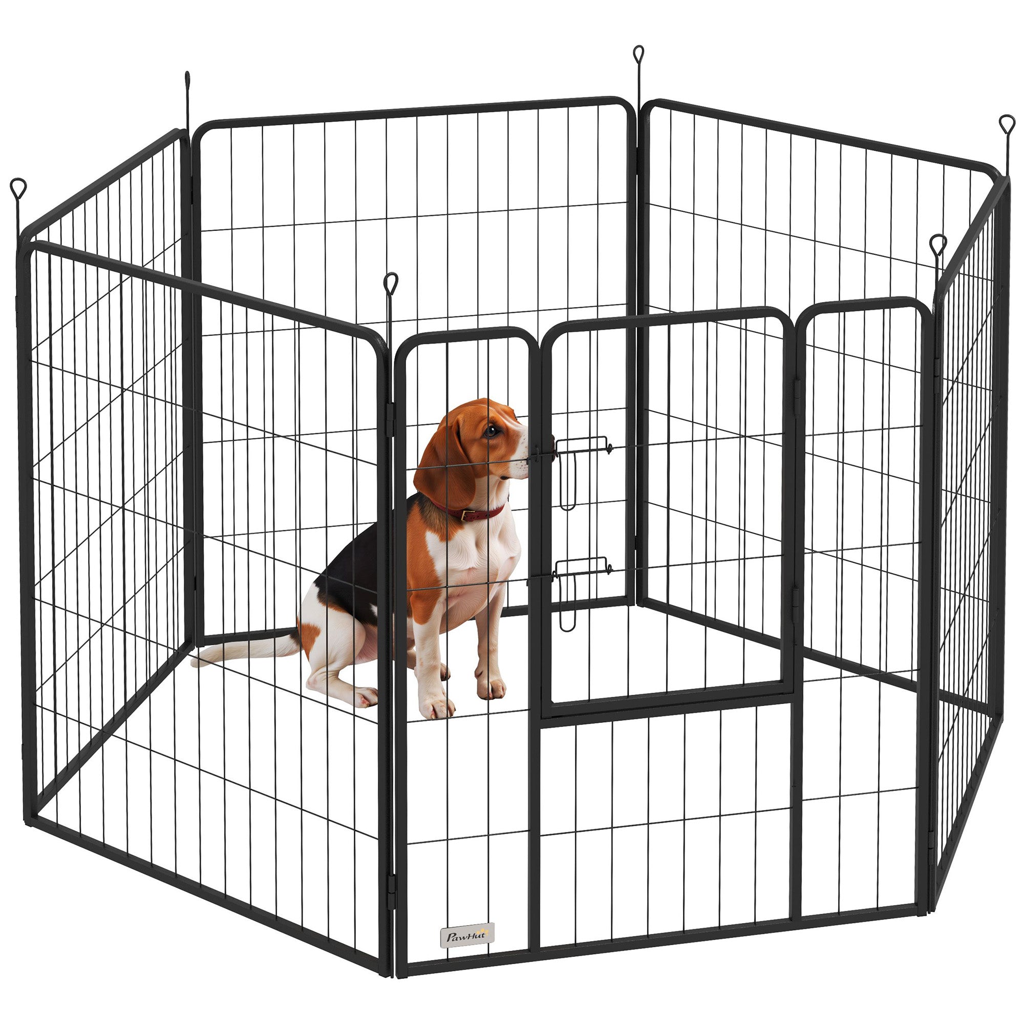 Puppy Playpen 100cm High, 6-Piece Dog Playpen DIY Puppy Enclosure with Door, Free-Roaming Pen for Small, Medium, and Large Dogs, Steel, Gray
