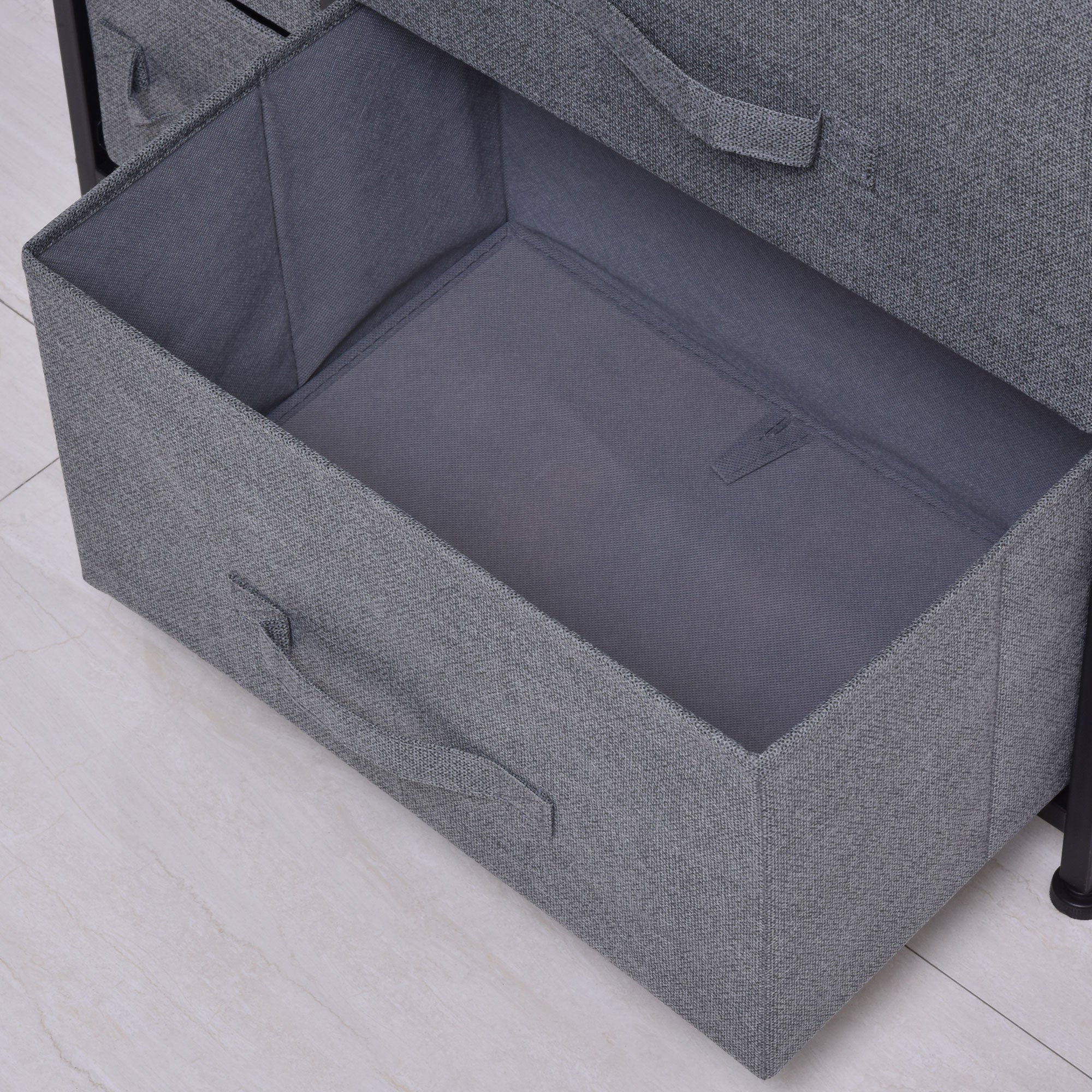 Drawer Cabinet Storage Cabinet with Foldable 7 Fabric Drawers Metal Frame + Wood + Non-Woven Dark Grey 63.5 x 30 x 71 cm