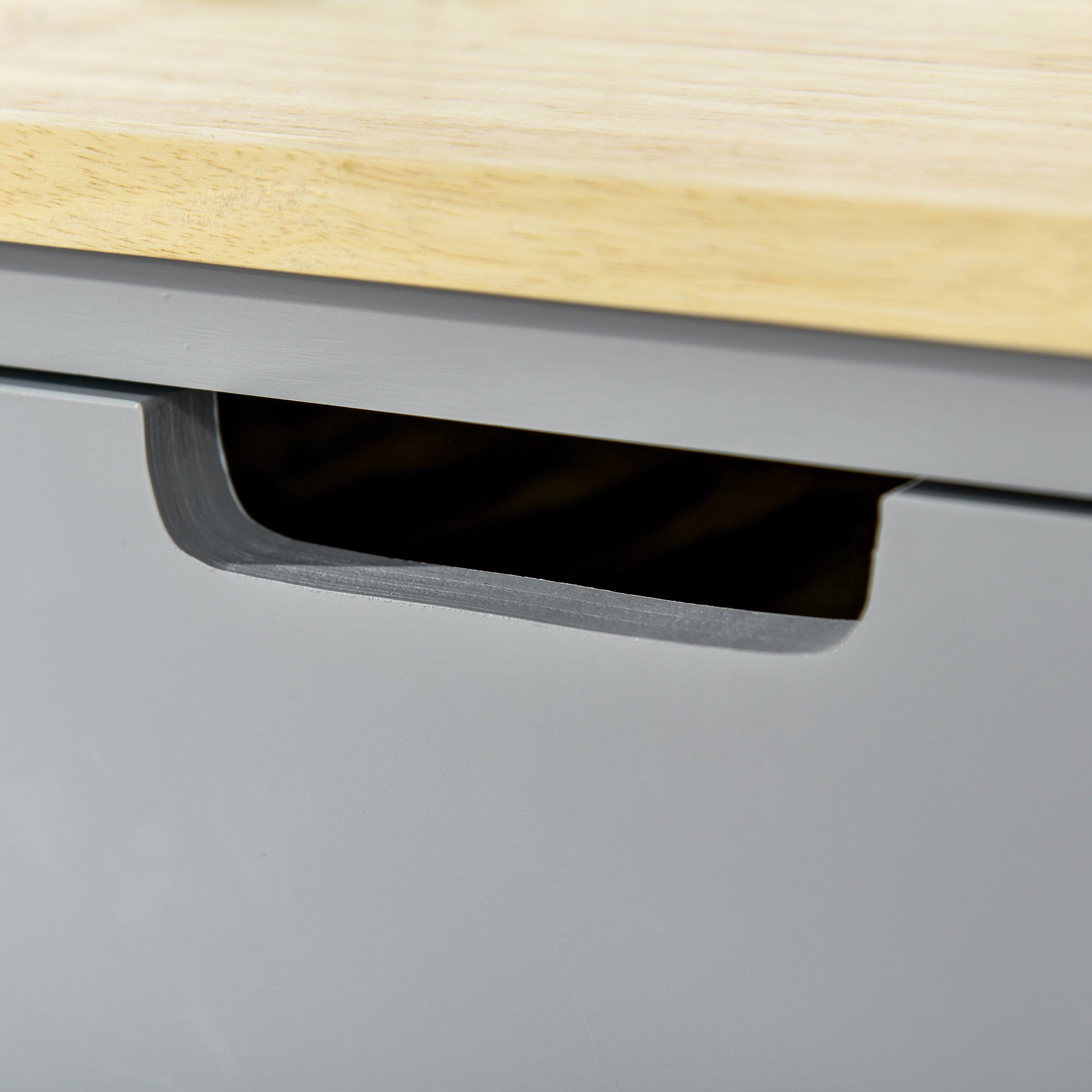 Rolling Kitchen Cart with Hevea Wood Worktop - 2 Shelves, 1 Drawer, and 1 Towel Holder