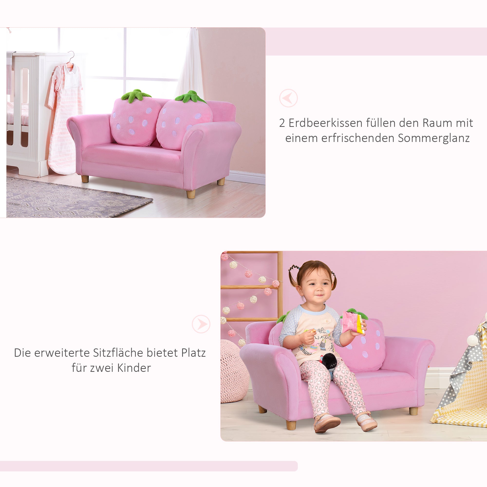 Children's Sofa Kids Chair Sofa Couch Children's Room Soft Sofa Double Sofa Single Sofa (Strawberry Sofa)
