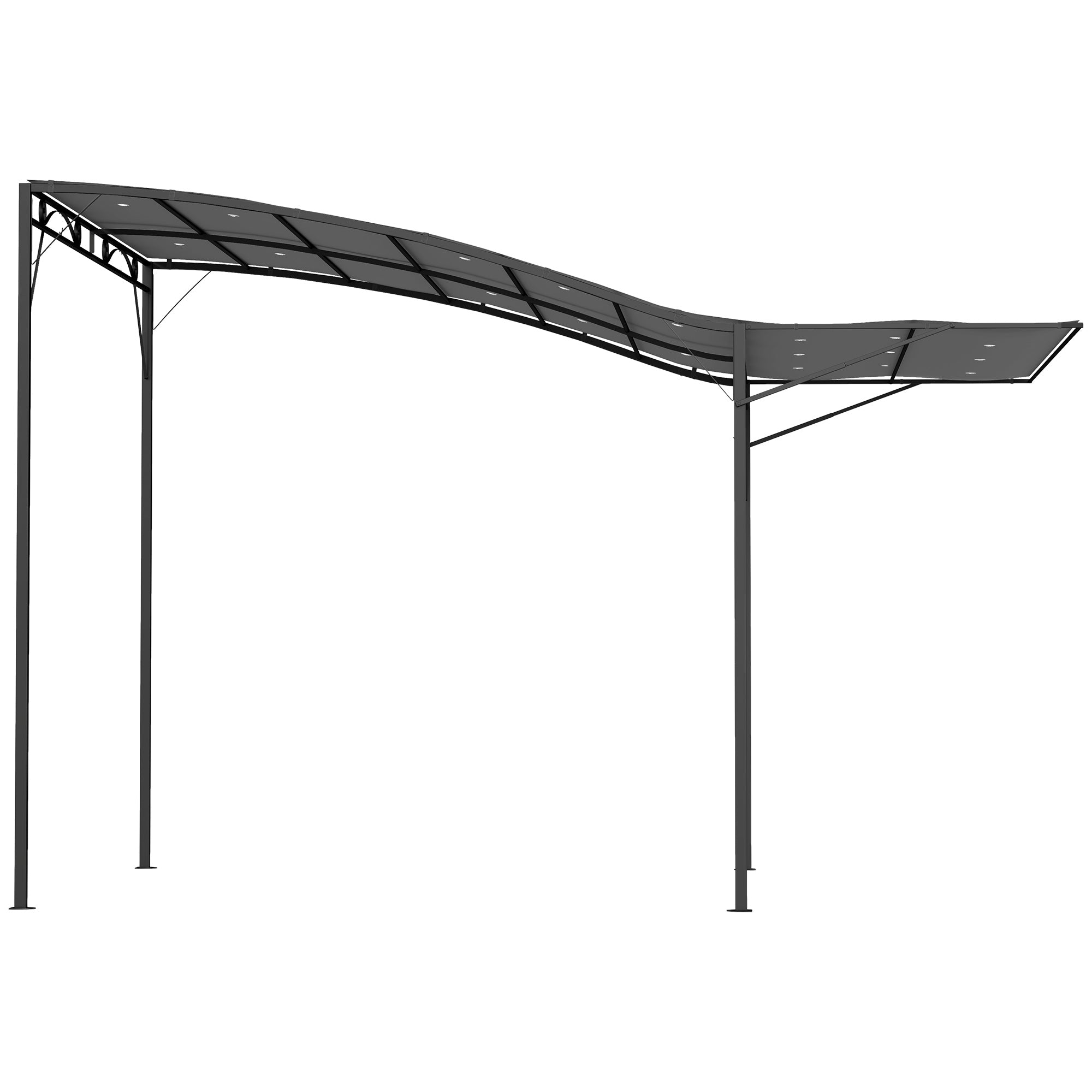 10' x 8' (3 x 2.5 m) Adjustable-Roof Garden Pergola — Steel Frame, Dark Gray Polyester Canopy