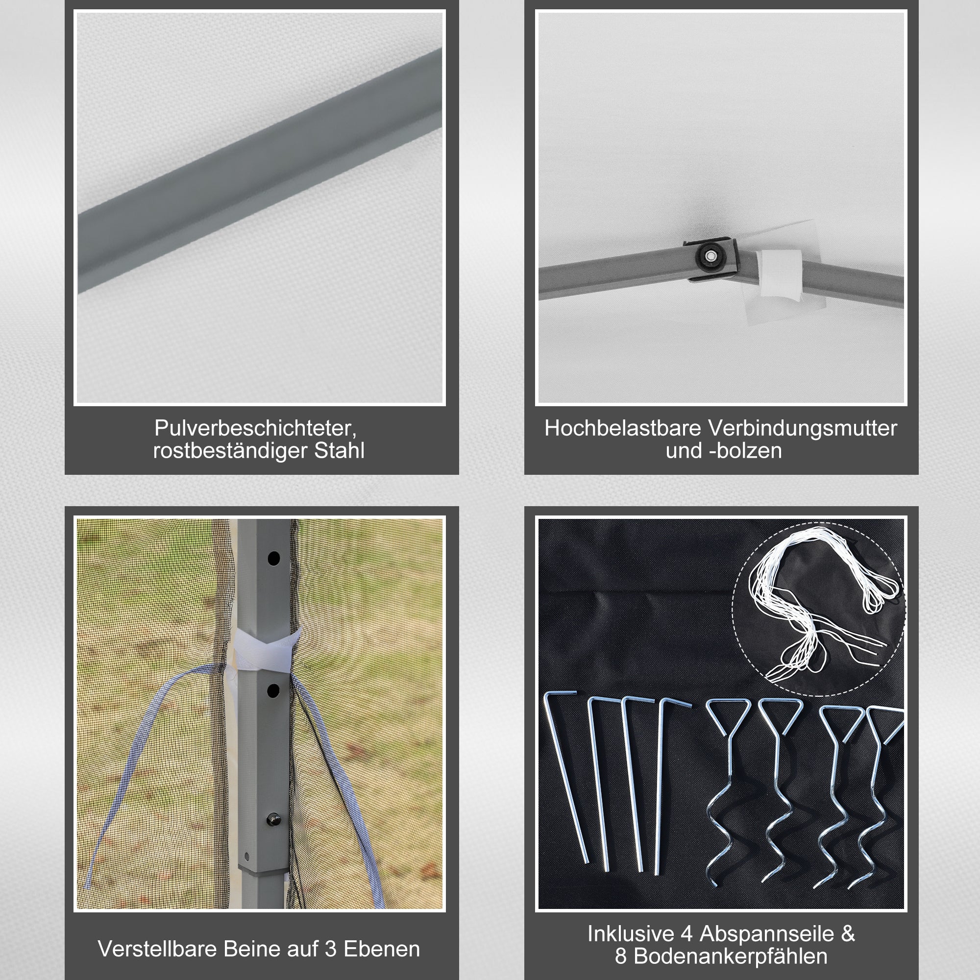 Pavilion approx. 3x3m, water-repellent Stable Winterproof Pop-up Folding Pavilion with UV Protection, Foldable Party Tent Garden Tent with 4 Side Panels, Bag Garden Pavilion for Camping Garden, Cream