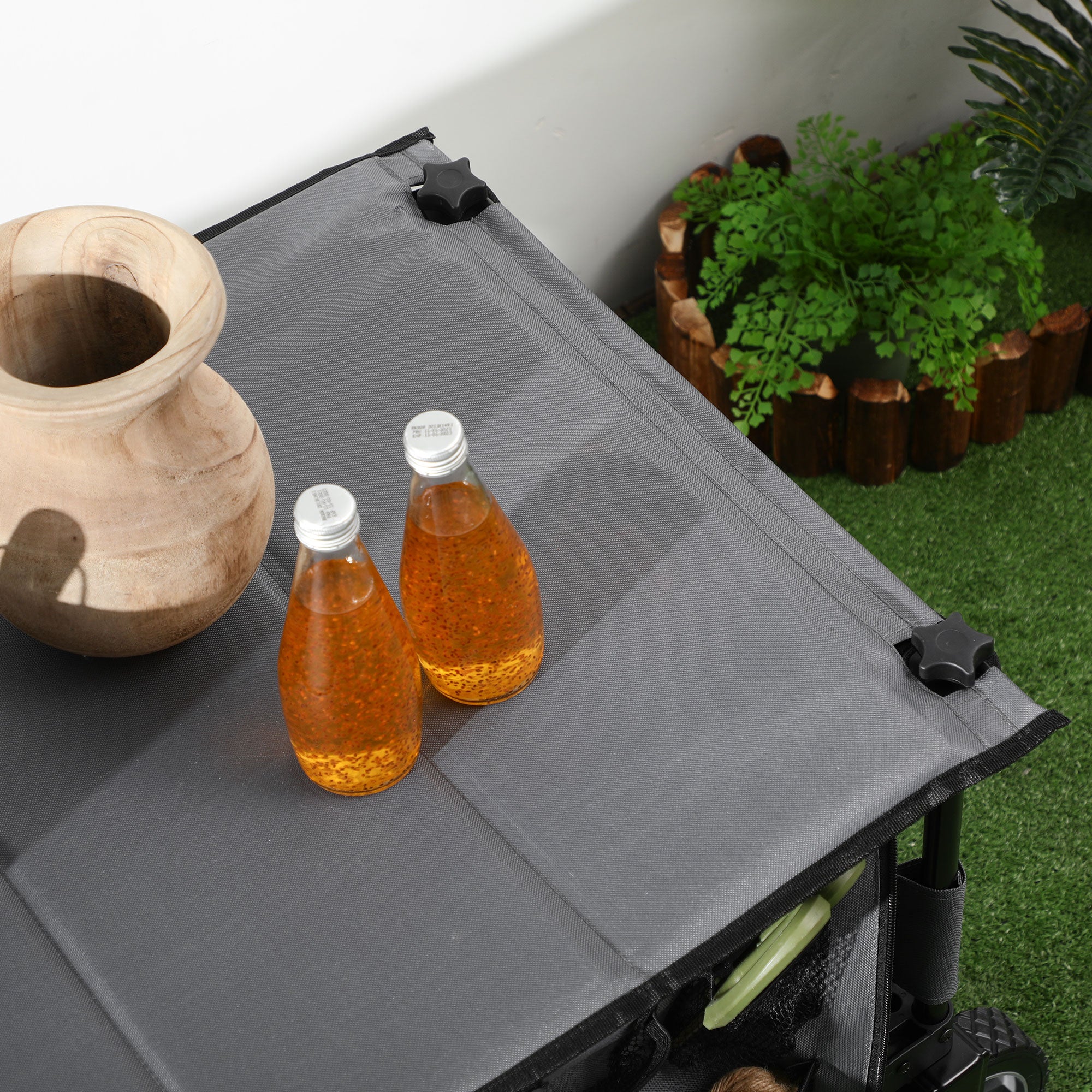 Folding Wagon, Handcart with Wheels, Brakes, Carrying Bag, 125L Transport Wagon up to 120kg Load Capacity, XXL Utility Cart, Garden Cart for Beach Camping Shopping, Dark Gray