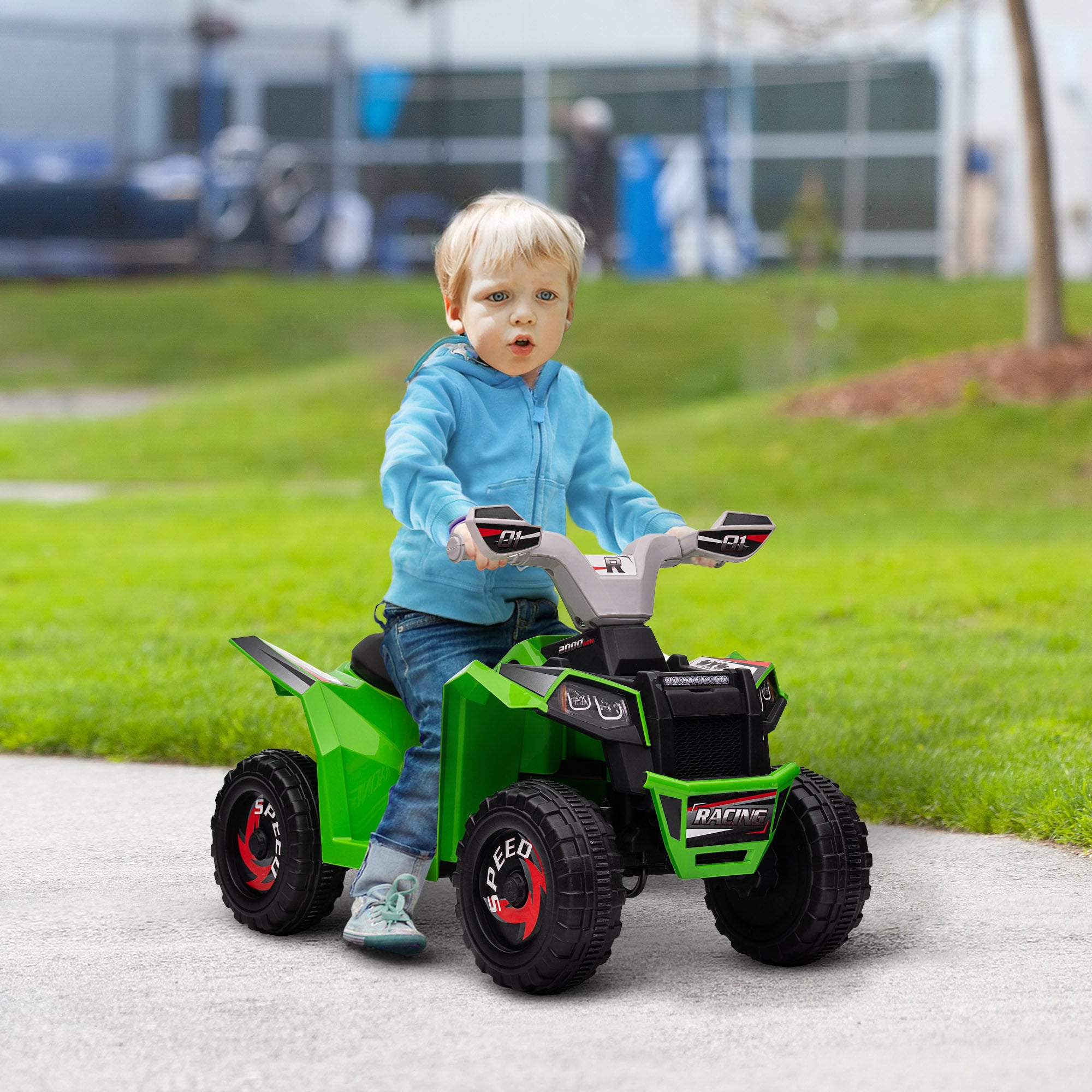 Electric Quad for Children 18-36 Months Electric Battery Vehicle 6V with Forward and Reverse Speed of 2.5 km/h 70x41.5x48.5 cm Green