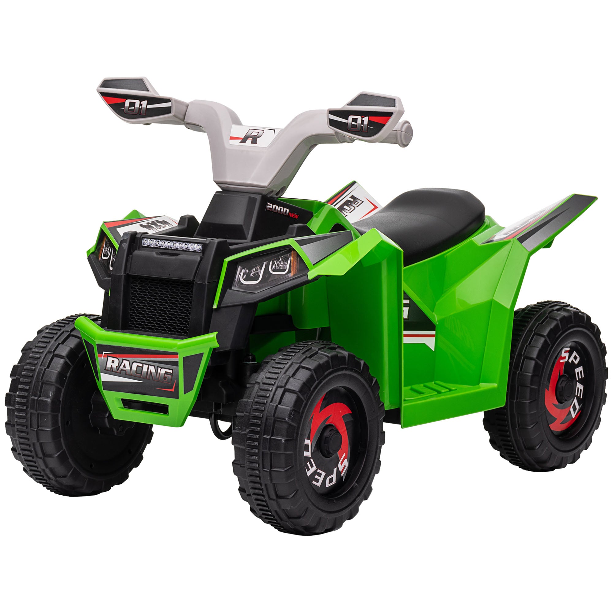 Electric Quad for Children 18-36 Months Electric Battery Vehicle 6V with Forward and Reverse Speed of 2.5 km/h 70x41.5x48.5 cm Green