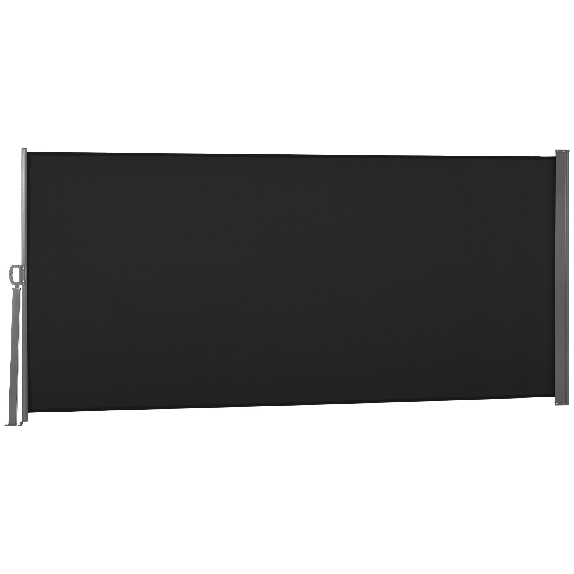 Side Awning Retractable Privacy Screen dim. 3L x 1.6H m metal Waterproof UV-resistant High-density 180 g/m² Black