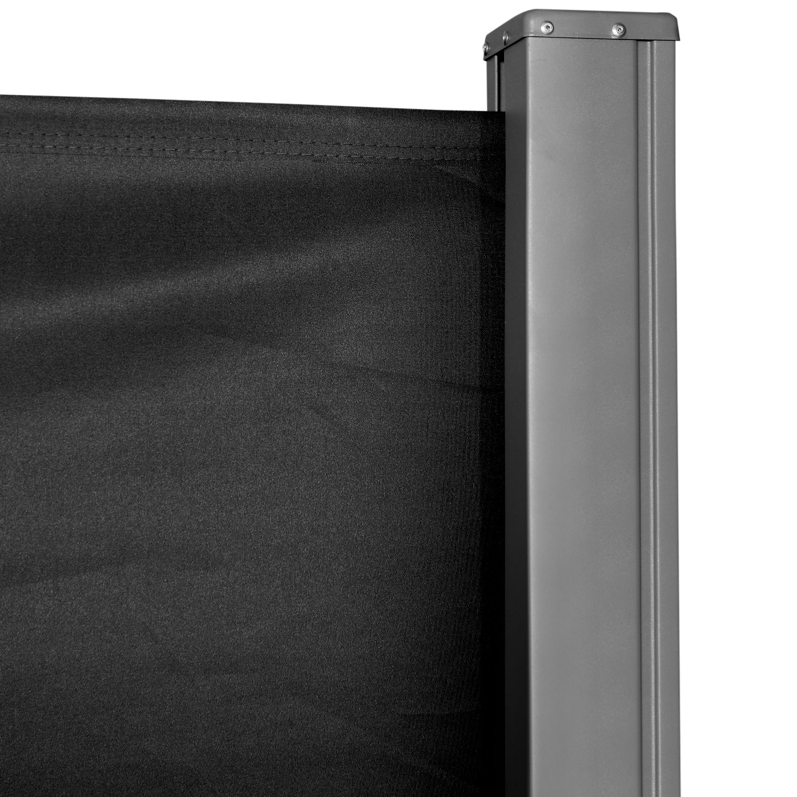 Side Awning Retractable Privacy Screen dim. 3L x 1.6H m metal Waterproof UV-resistant High-density 180 g/m² Black