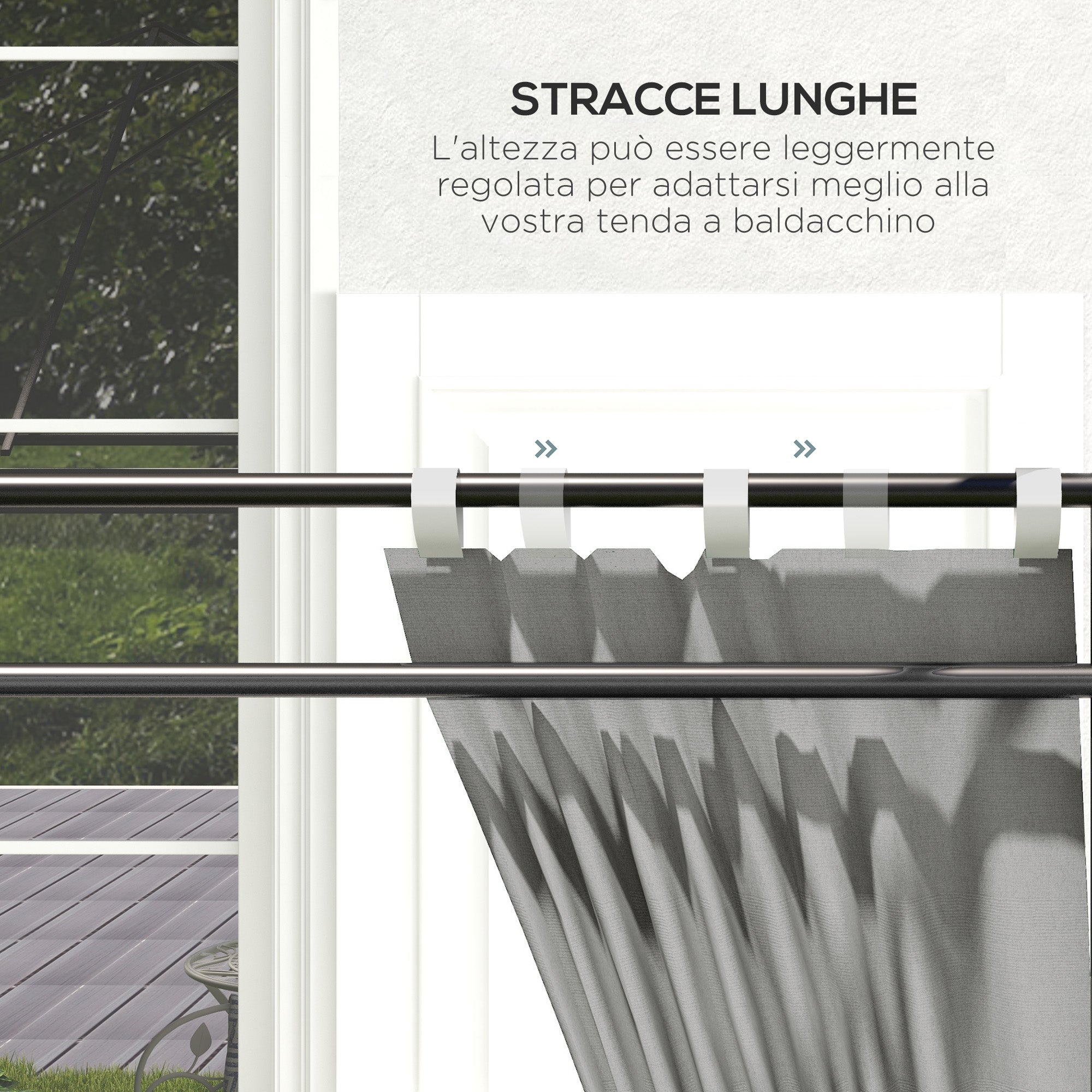 Set of 2 Side Walls for Gazebo 3x6m and 3x3m, Oxford Fabric Canopy with Windows and Zippers, 295x195cm, Gray