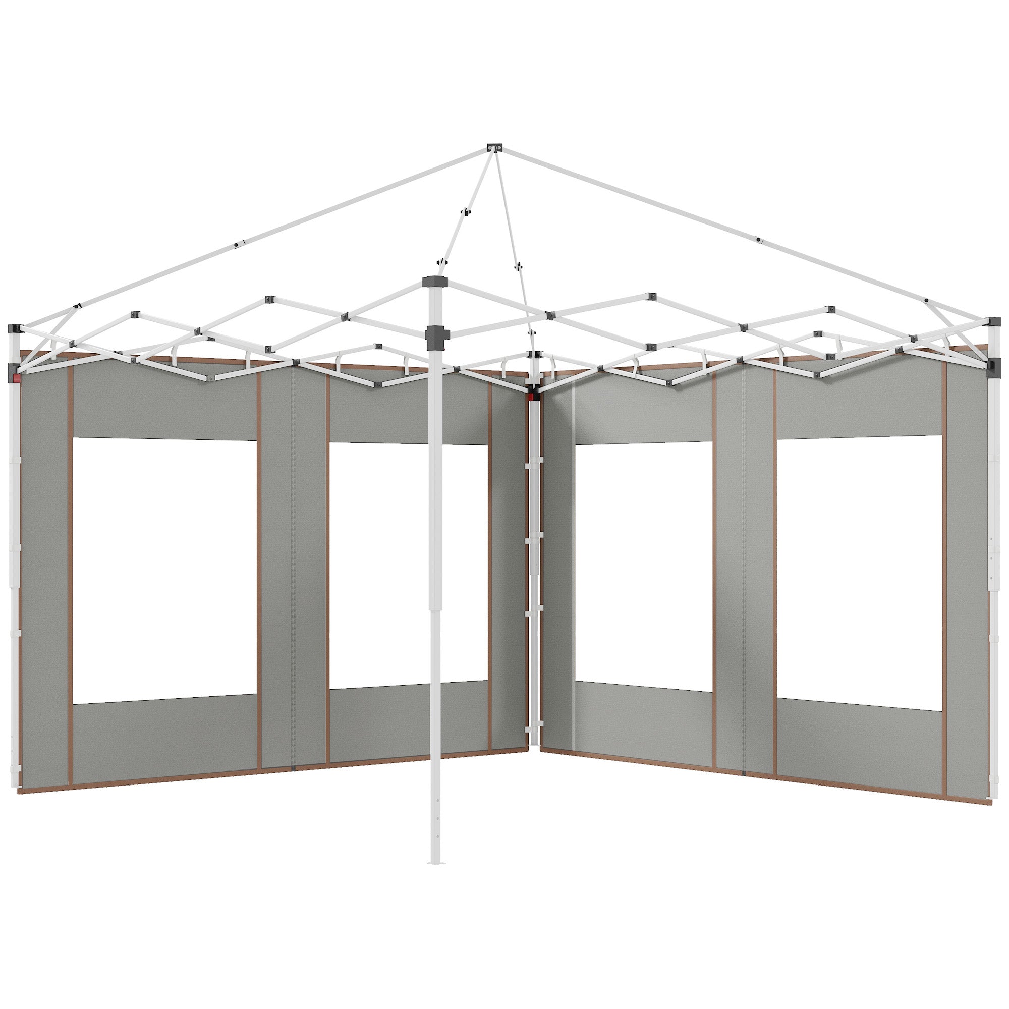 Set of 2 Side Walls for Gazebo 3x6m and 3x3m, Oxford Fabric Canopy with Windows and Zippers, 295x195cm, Gray