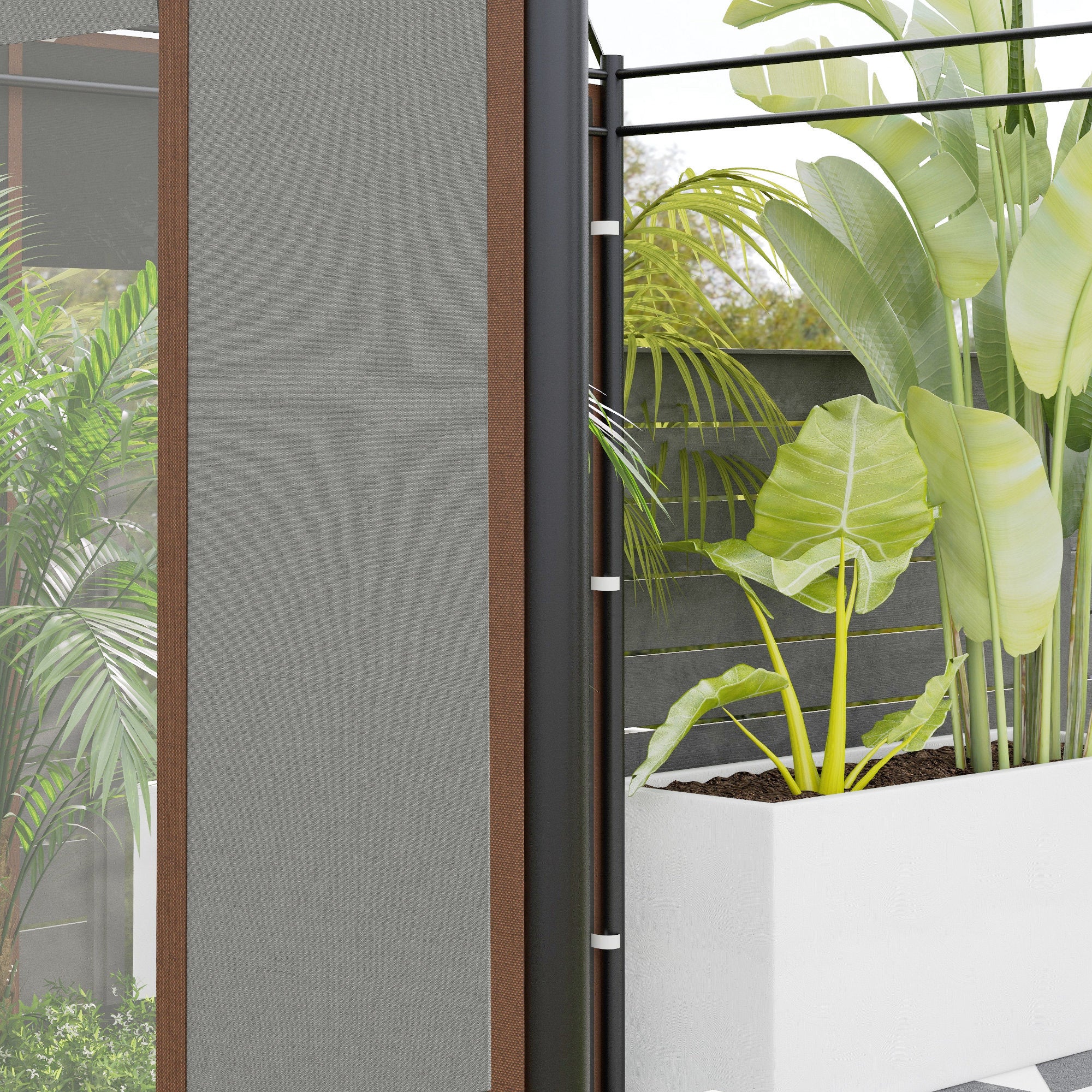 Set of 2 Side Walls for Gazebo 3x6m and 3x3m, Oxford Fabric Canopy with Windows and Zippers, 295x195cm, Gray