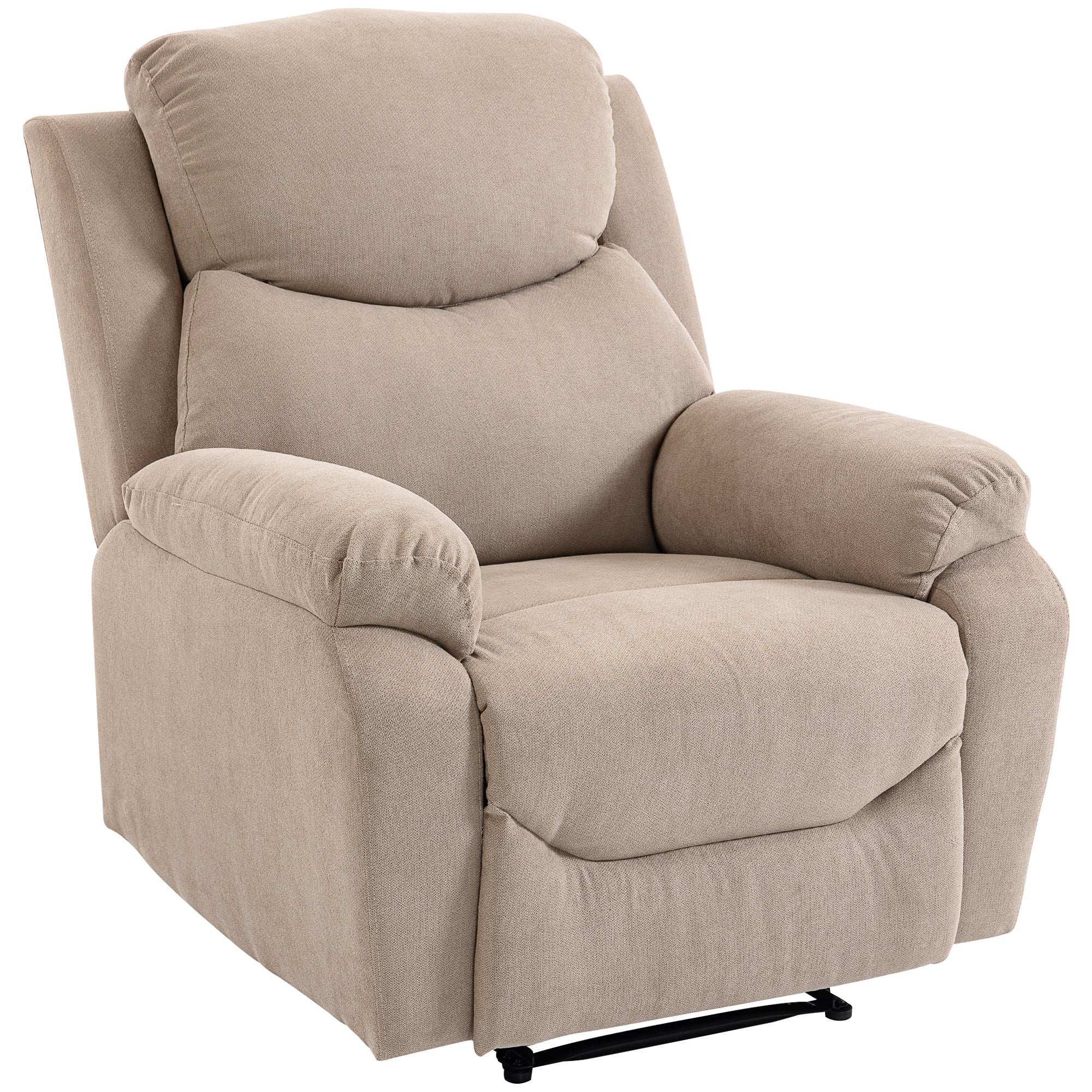 Manual Recliner Armchair, Modern Recliner with Linen-Look Fabric, Extending Footrest, Armrests, Thick Padding, Reclines up to 150°, 265 lb Capacity, for Living Room, Beige