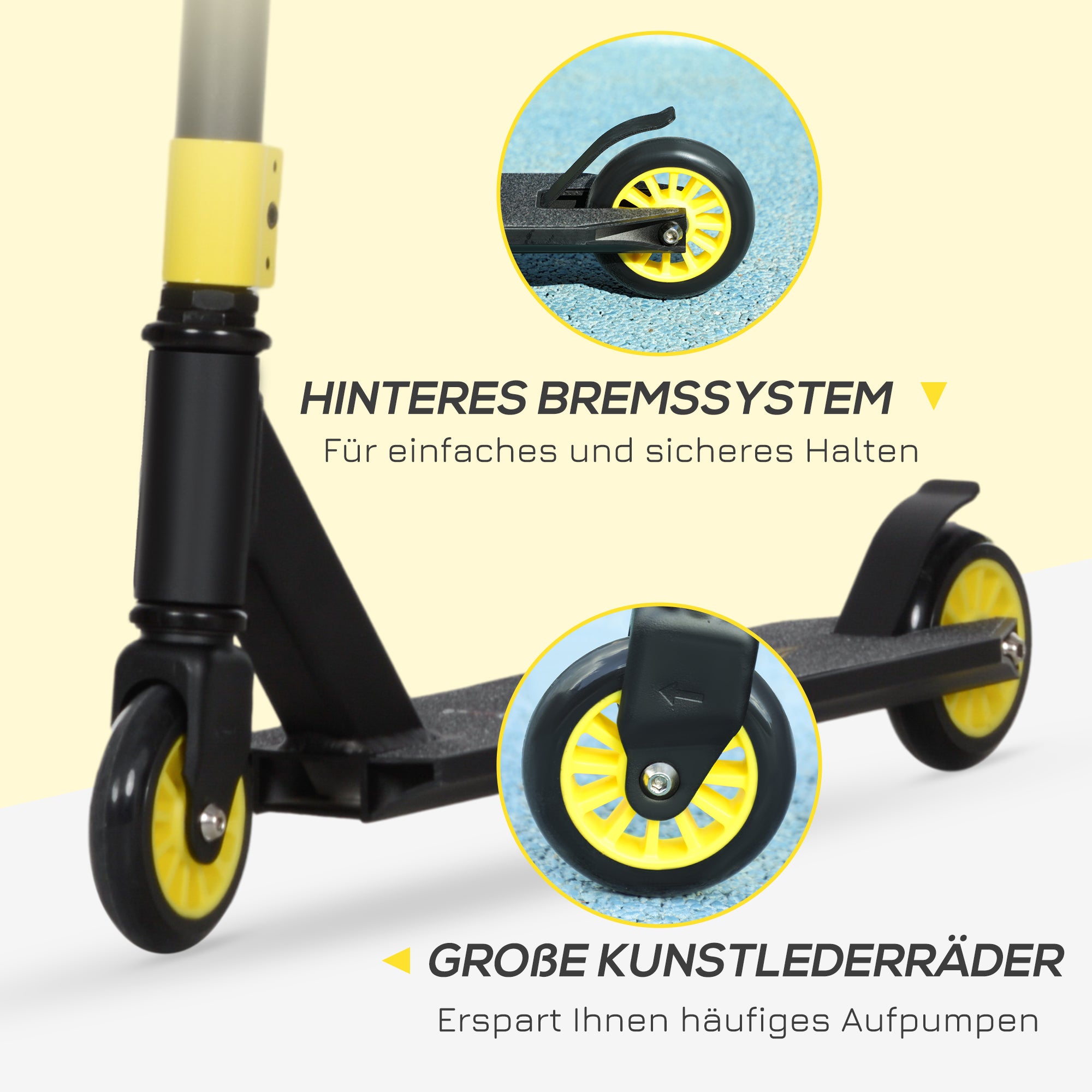 Stunt Scooter with 360° Steering, ABEC 9 Ball Bearings, 100mm Leather Wheels, Aluminum Stunt Scooter up to 100kg Capacity, Trick Roller Kick Scooter for Kids 14 Years and Up