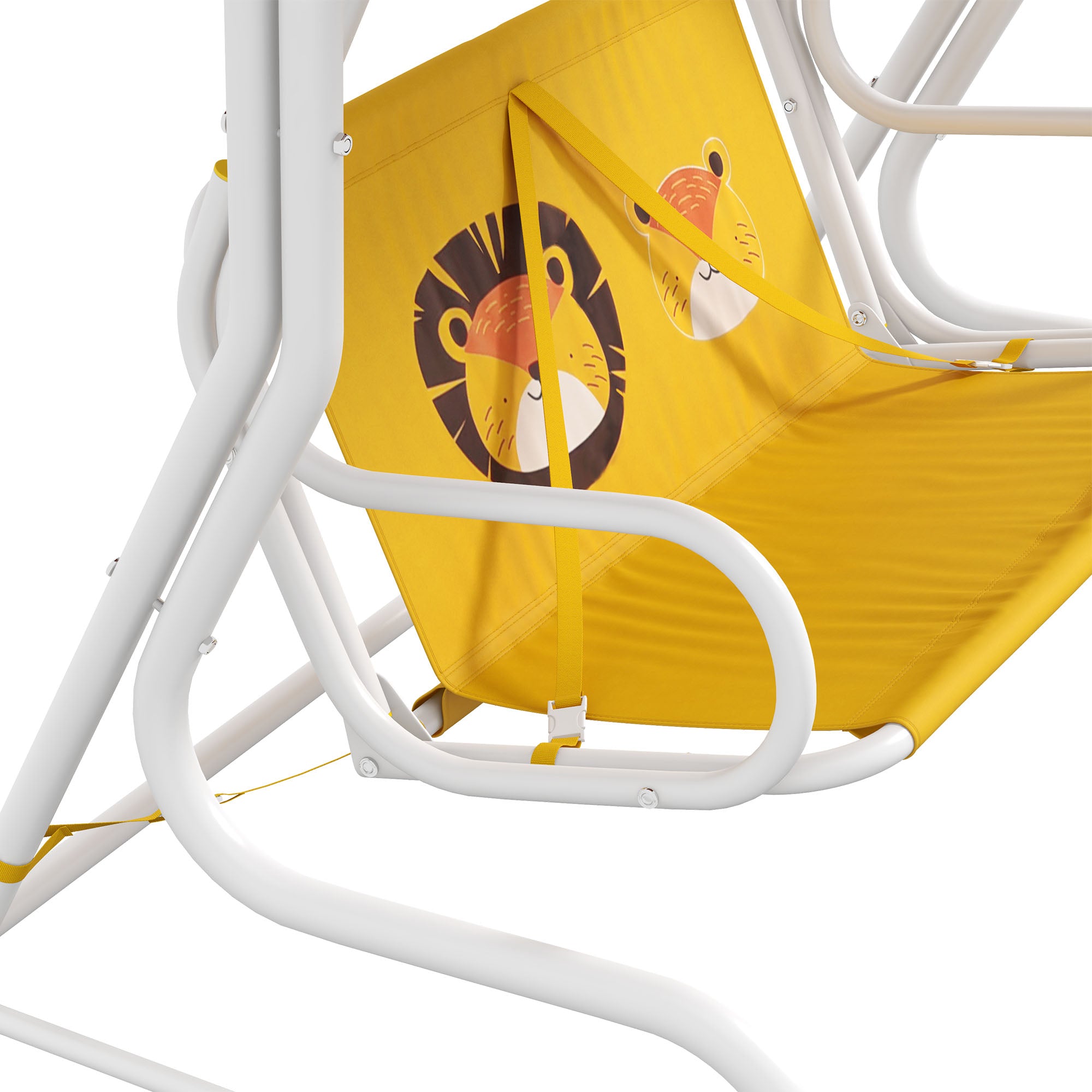 Garden Swing Children's Outdoor Swing with Lion Pattern Adjustable Canopy Load 60 kg 110x70x110 cm Yellow