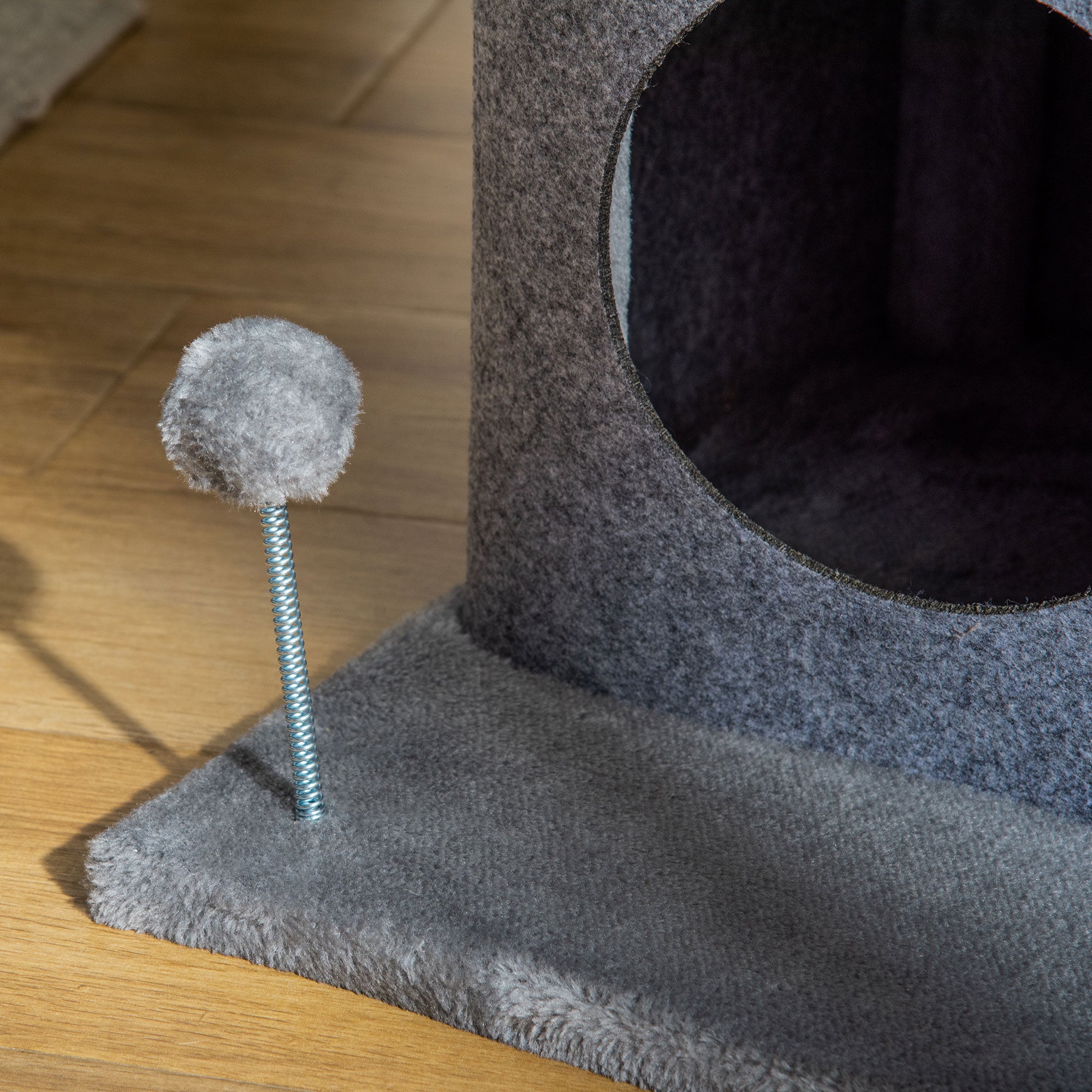 Cozy Chic Design Multi-Equipment Cat Tree Activity Center with Niches Platforms Bedplay Ball Removable Washable Felt Short Plush Particle Board Panels 48 x 48 x 100 cm Gray