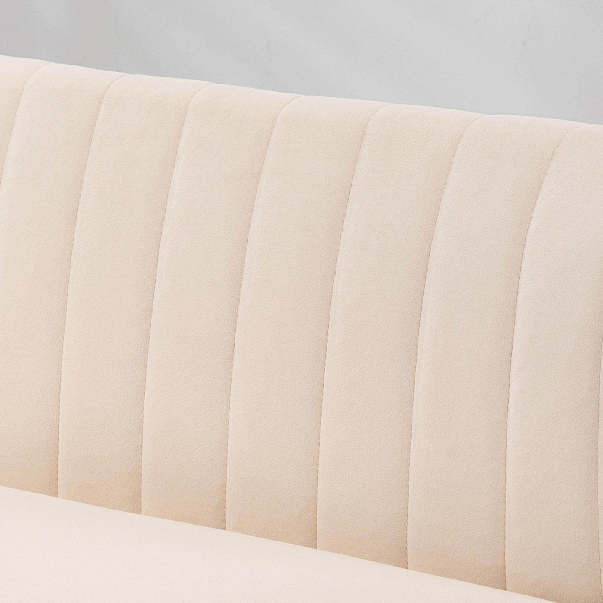 2-Seater Fabric Sofa Upholstered Double Sofa Seating Furniture Lounge Sofa Wood Velvet-like Polyester Foam Cream 117 x 56.5 x 77 cm