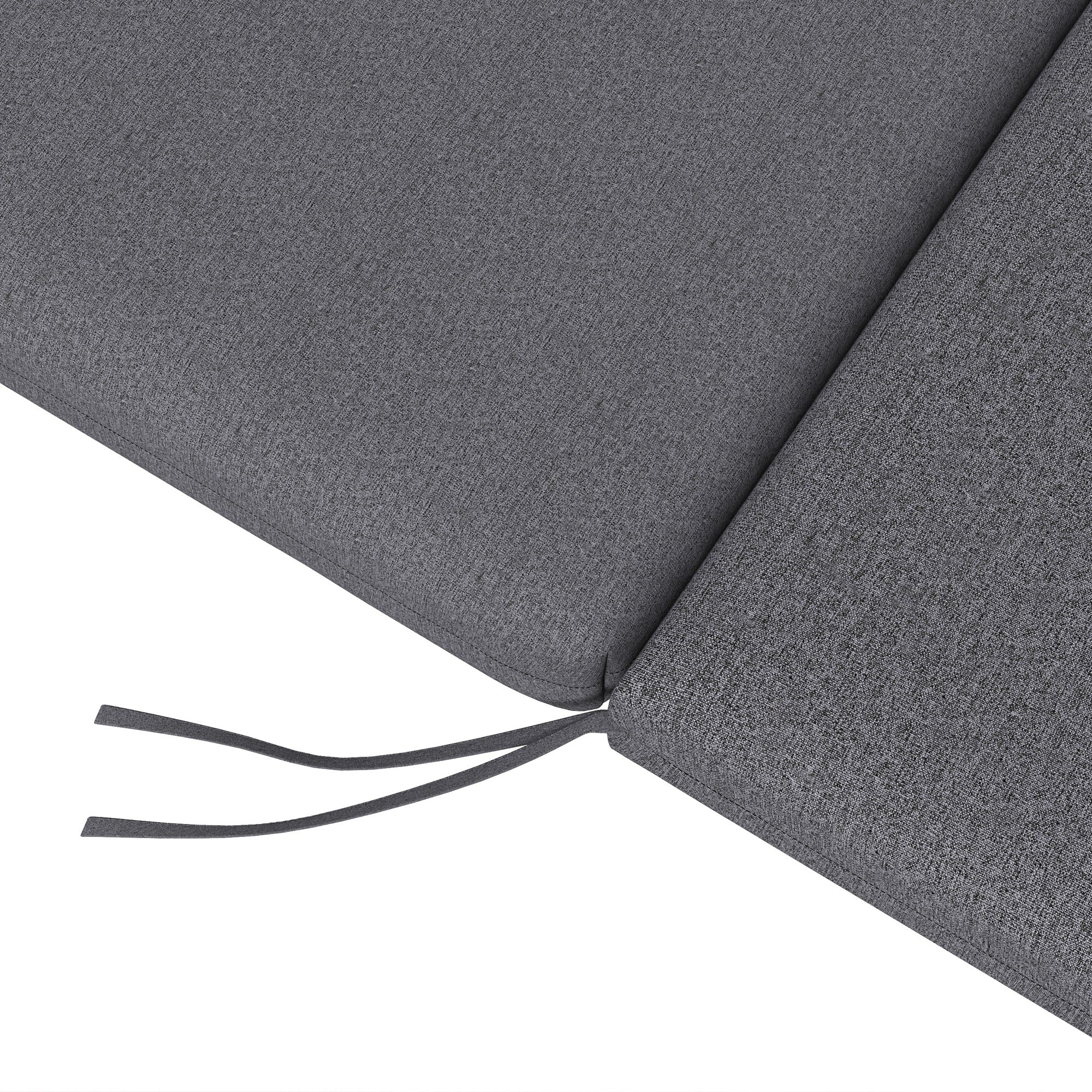 Set of 2 Sun Lounger Seat Cushions with Attachment Straps for Garden - 190.5L x 58.4W x 7H cm Gray