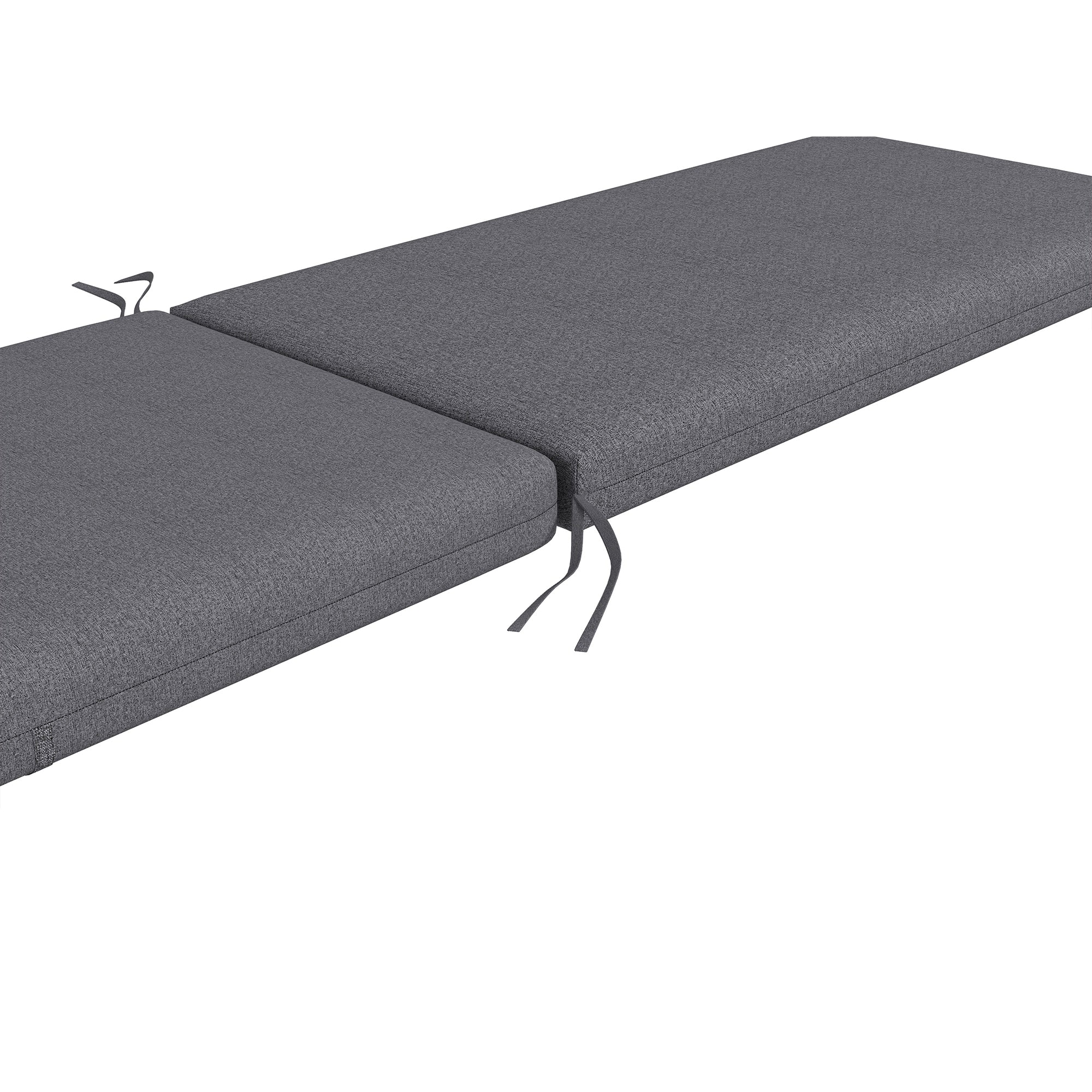 Set of 2 Sun Lounger Seat Cushions with Attachment Straps for Garden - 190.5L x 58.4W x 7H cm Gray