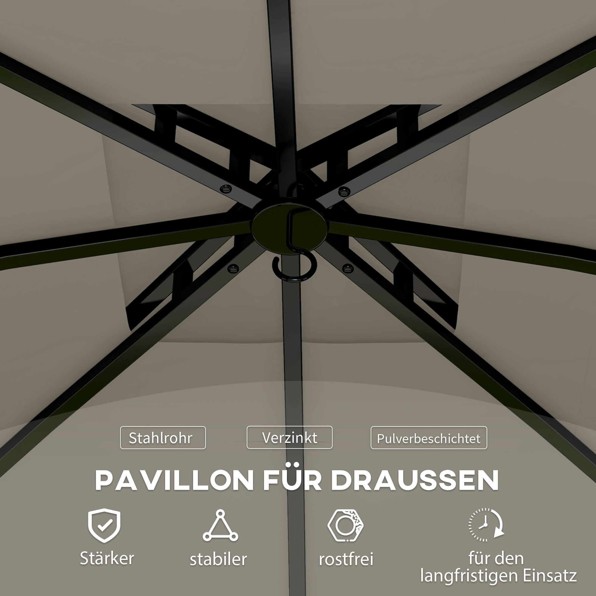 Gazebo approx. 3.4x3.4 m water-resistant Garden Gazebo with 4 Sidewalls, Double Roof, Party Tent with UV Protection Garden Tent with Galvanized Metal Frame, for Garden Light Gray