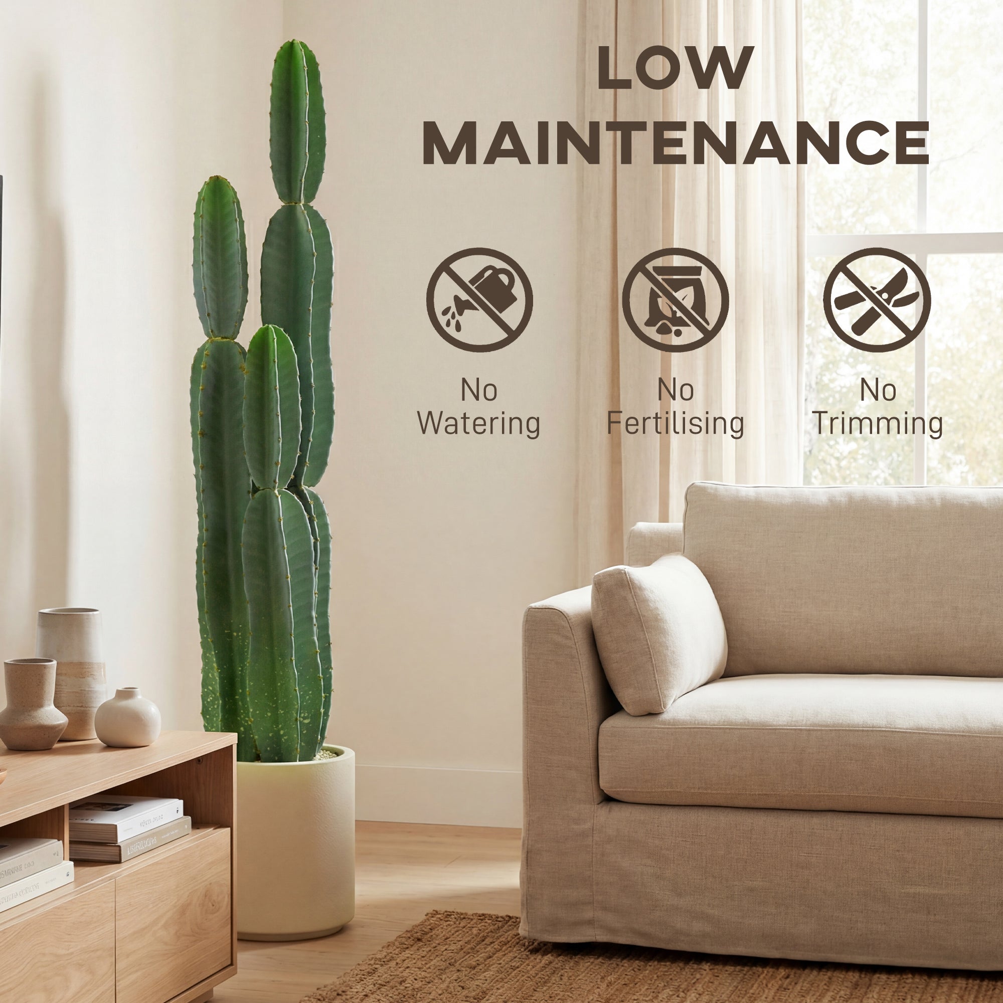 44 in (111 cm) Artificial Potted Cactus — Realistic Large Indoor Plant for Living Room, Bedroom, Office, Patio
