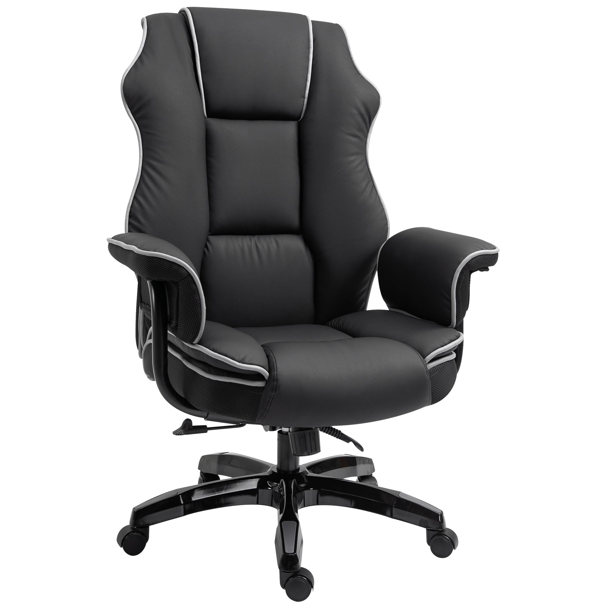 Office Chair, Ergonomic Desk Chair with Reclining Function, Swivel Function, Height Adjustable Computer Chair for Home Office, Faux Leather, Black