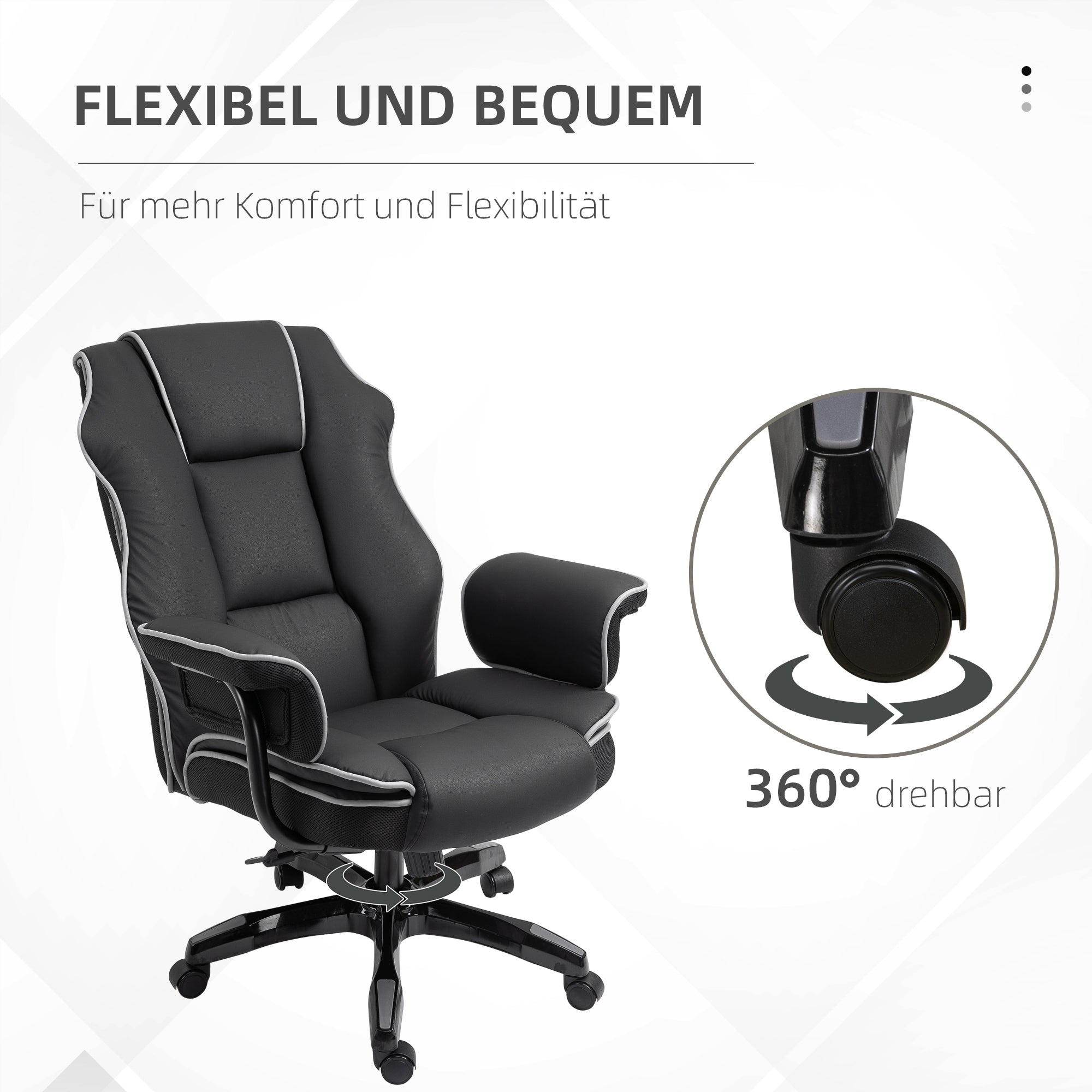 Office Chair, Ergonomic Desk Chair with Reclining Function, Swivel Function, Height Adjustable Computer Chair for Home Office, Faux Leather, Black