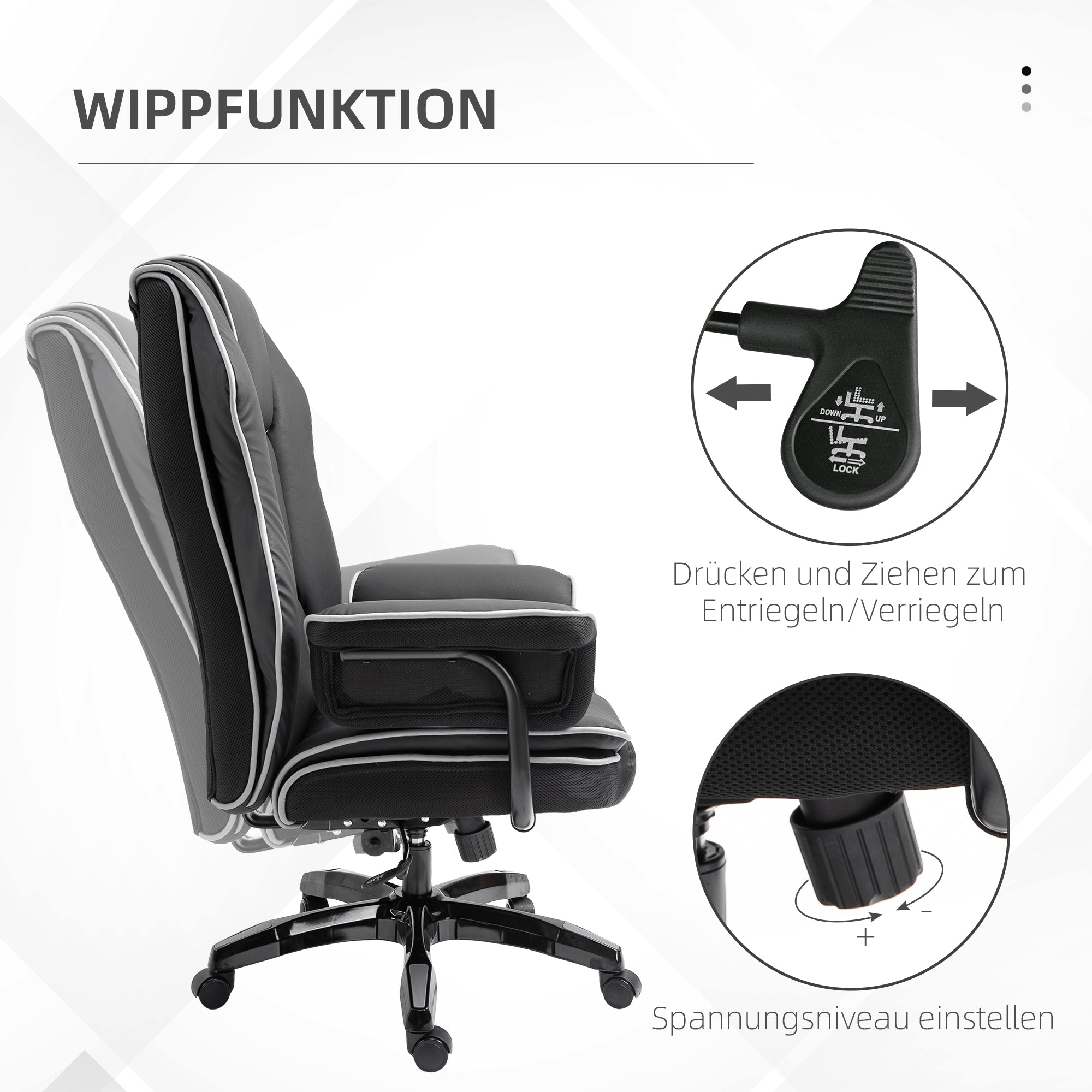 Office Chair, Ergonomic Desk Chair with Reclining Function, Swivel Function, Height Adjustable Computer Chair for Home Office, Faux Leather, Black