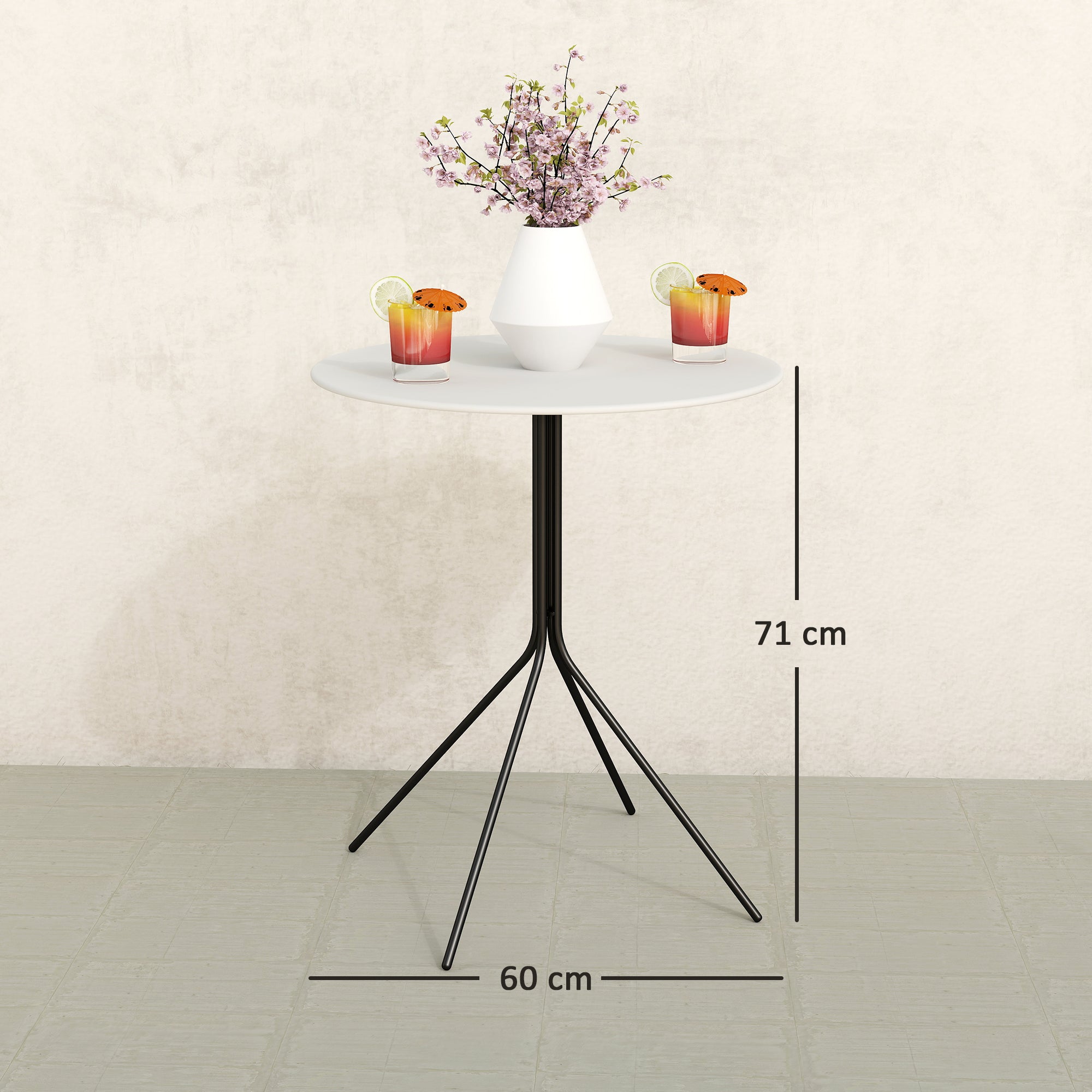 Round Garden Table Ø 60 cm, Steel Frame Terrace Table, for Indoor and Outdoor Use, for Balcony, Porch, Dark Gray