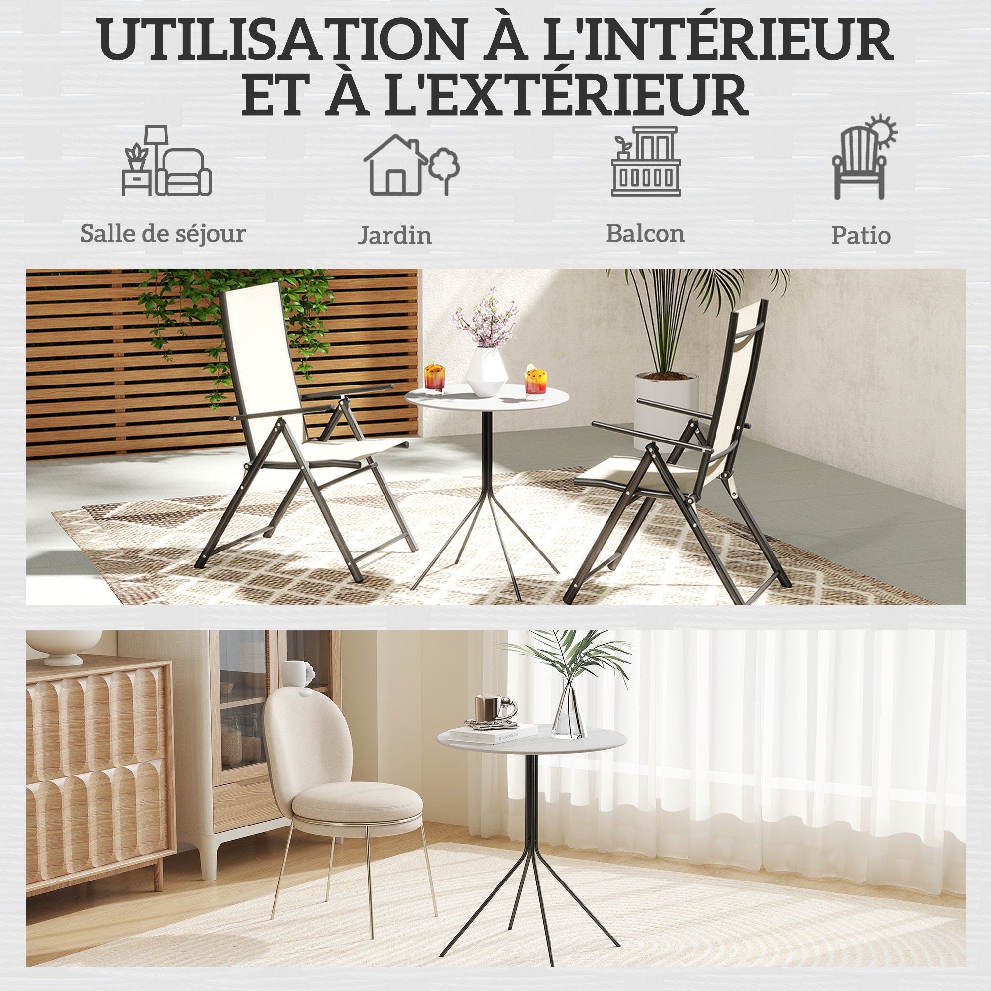 Round Garden Table Ø 60 cm, Steel Frame Terrace Table, for Indoor and Outdoor Use, for Balcony, Porch, Dark Gray