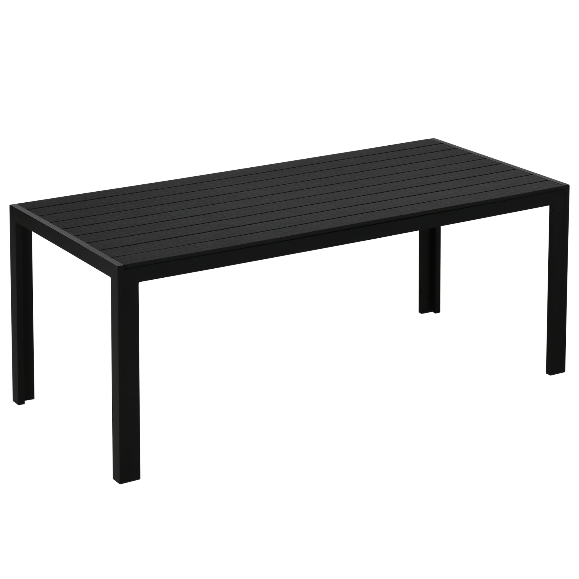 Garden Table Plastic 190 x 84.5 x 72 cm Weatherproof, Wood Look, Wood Structure, Non-Slip Buffet Table Camping Table Balcony Table Terrace Table Outdoor Dining Table for Garden, Balcony Black