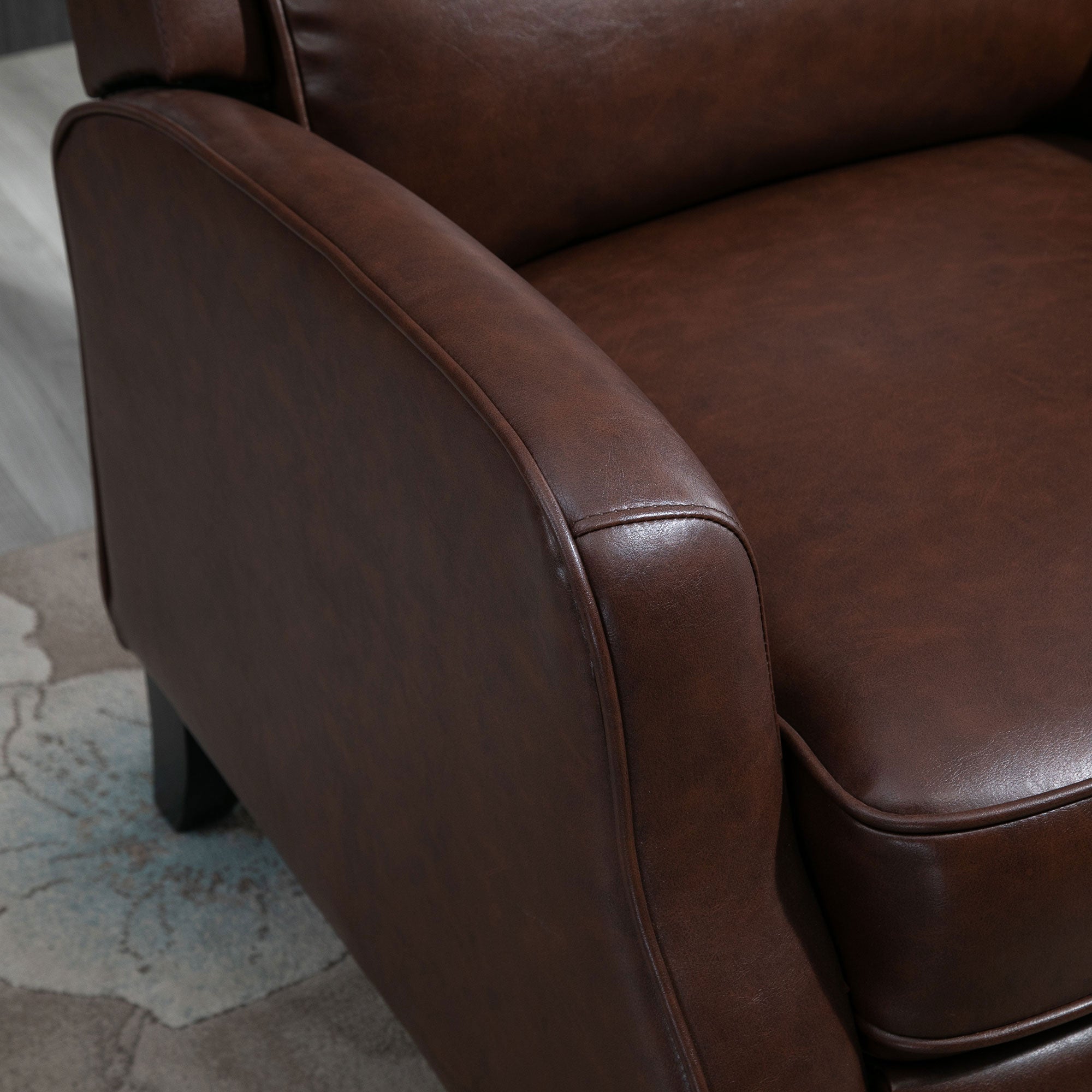 Manual Recliner Armchair with 90° and 150° Recline for TV, Living Room, Bedroom, Modern Design in Leather 73x86x104cm