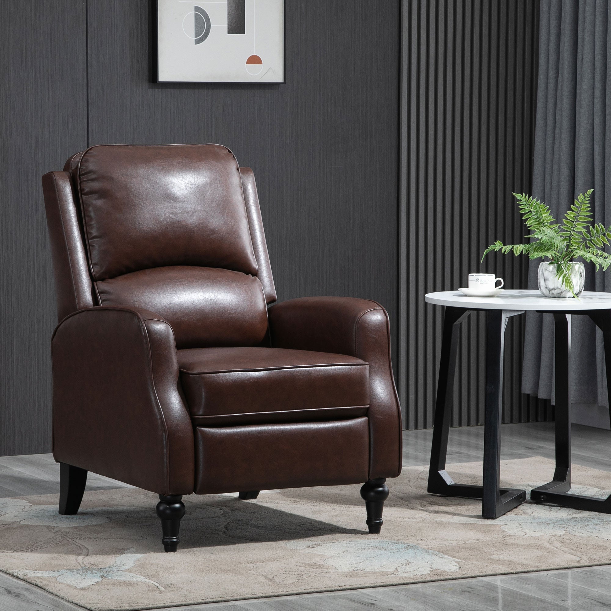 Manual Recliner Armchair with 90° and 150° Recline for TV, Living Room, Bedroom, Modern Design in Leather 73x86x104cm