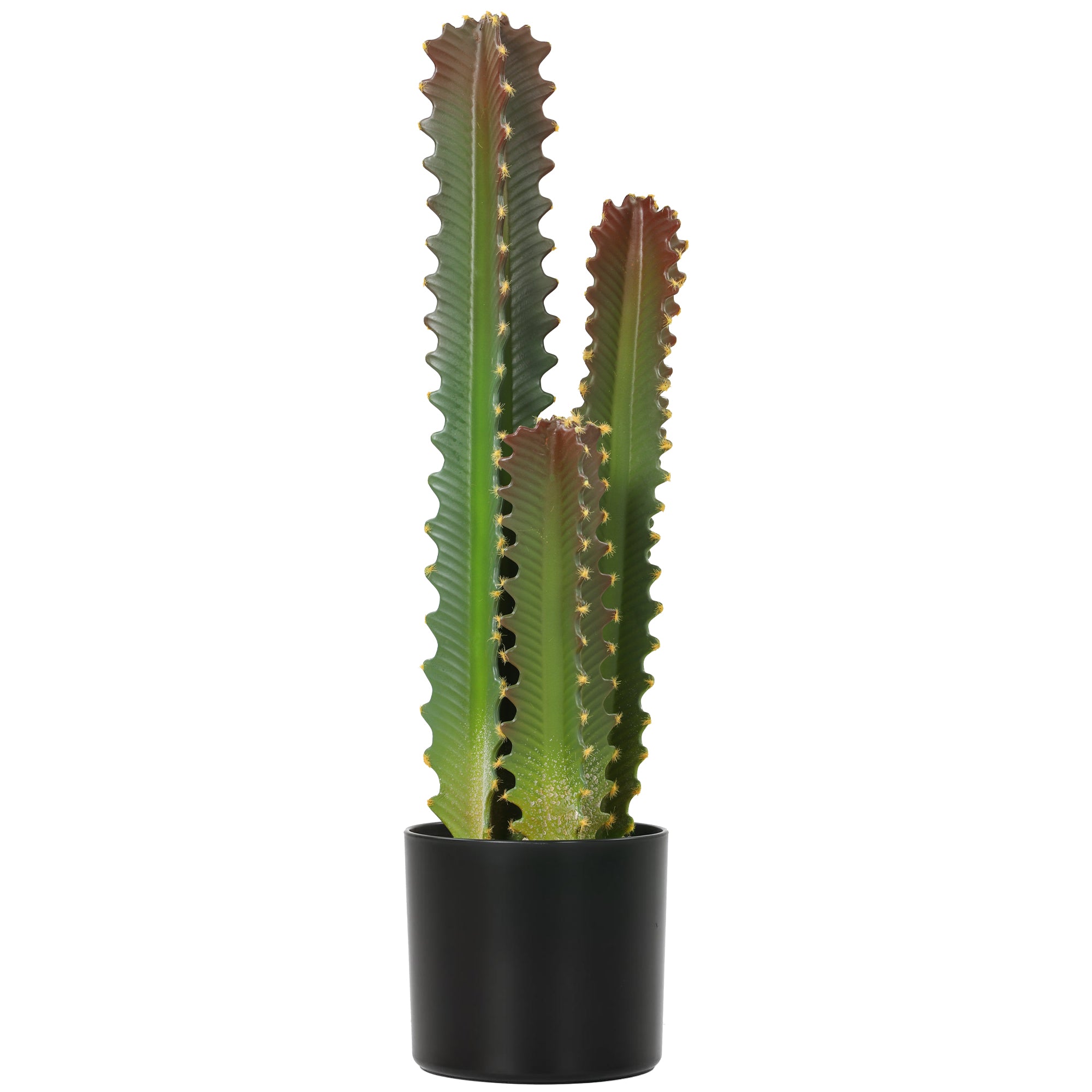 26 in Artificial Cactus with Pot, 3-Leaf Decorative Indoor Plant for Home, Office, Living Room, Green