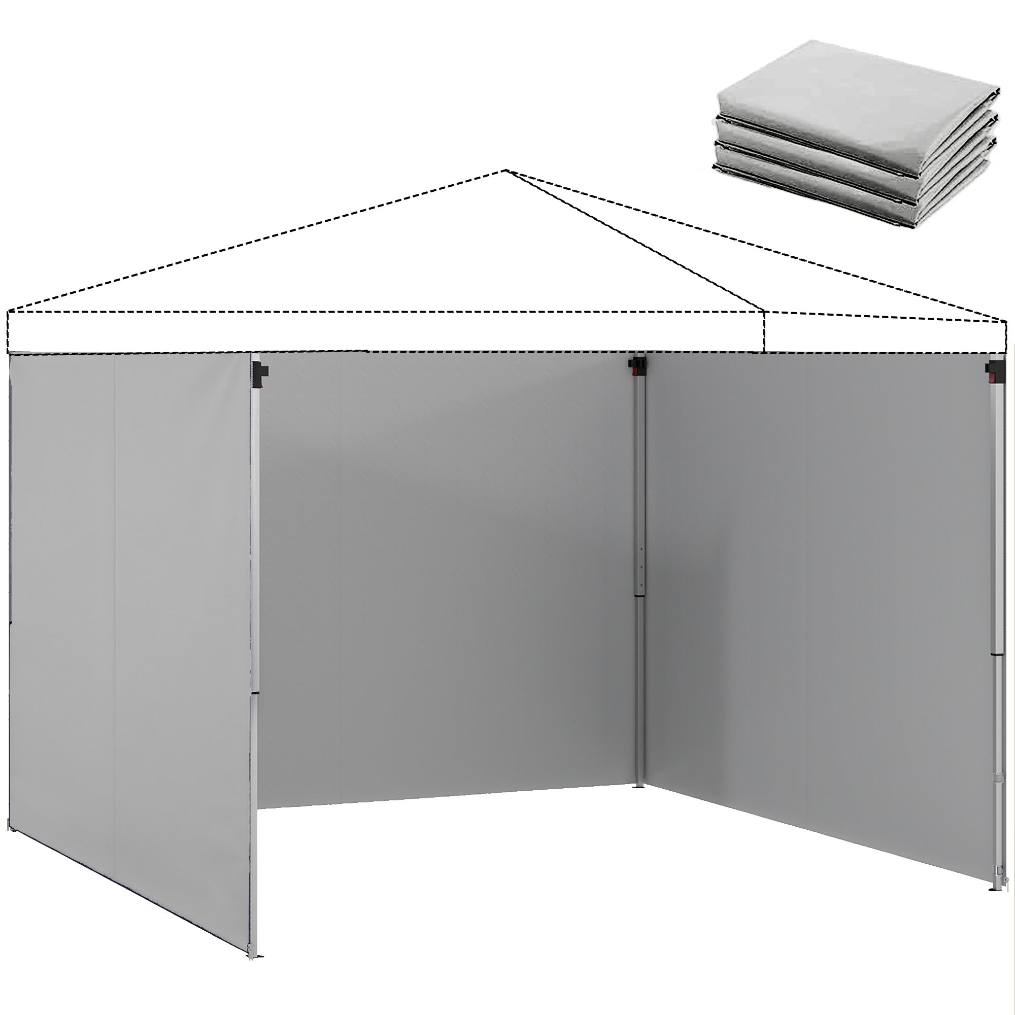 3-Pack Gazebo Sidewalls for 3 x 3 m (10 x 10 ft) — Zippered, UPF50+, Water-Resistant 210D Oxford Fabric, Light Gray