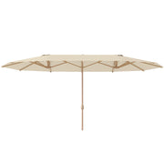 Double Parasol 4.55x2.65m Outdoor Terrace Umbrella with Manual Crank Water-Resistant and Sun Protection Large Umbrella for Terrace Beach Pool Cream