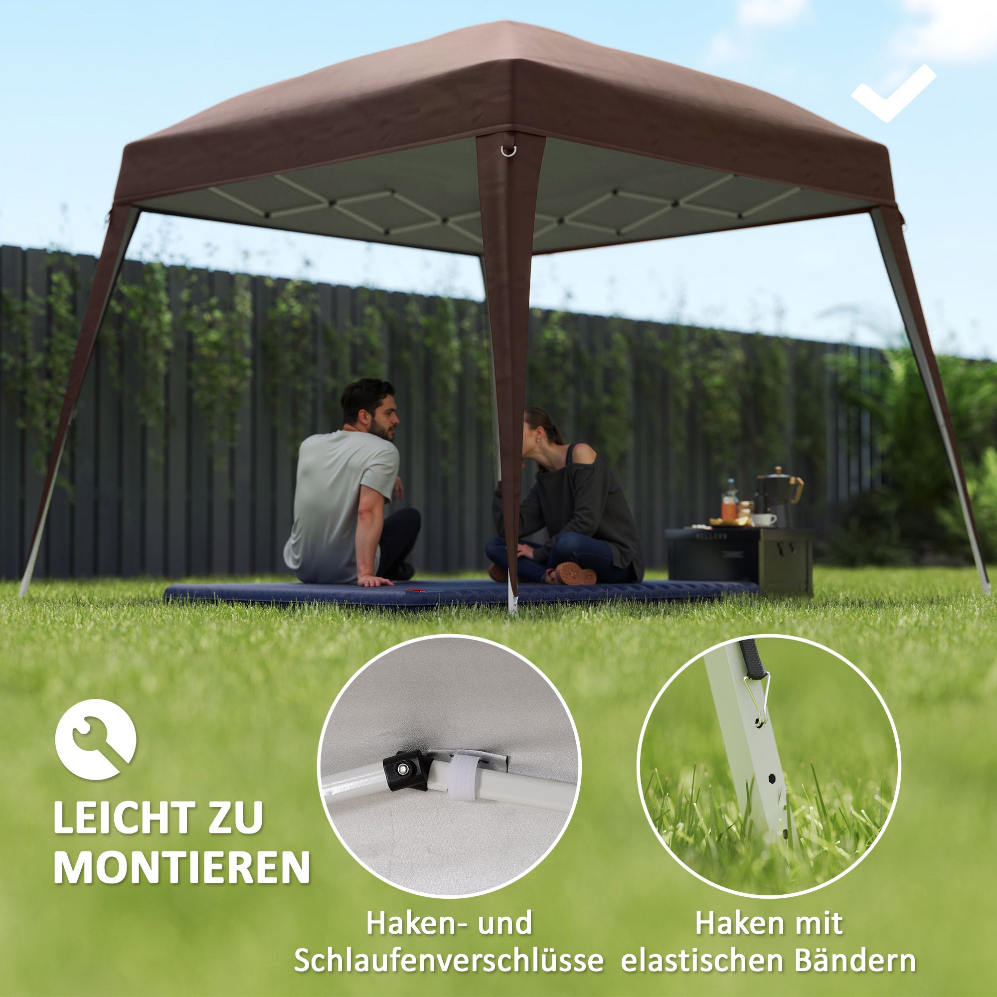 Replacement Canopy for Pavilion 3x3 m Base/ 2.4x2.4 m Top, Water-Resistant Pavilion Cover for Pop-Up Canopy, Sturdy Party Tent Replacement Canopy with Individual Cover for Garden Pavilion Coffee