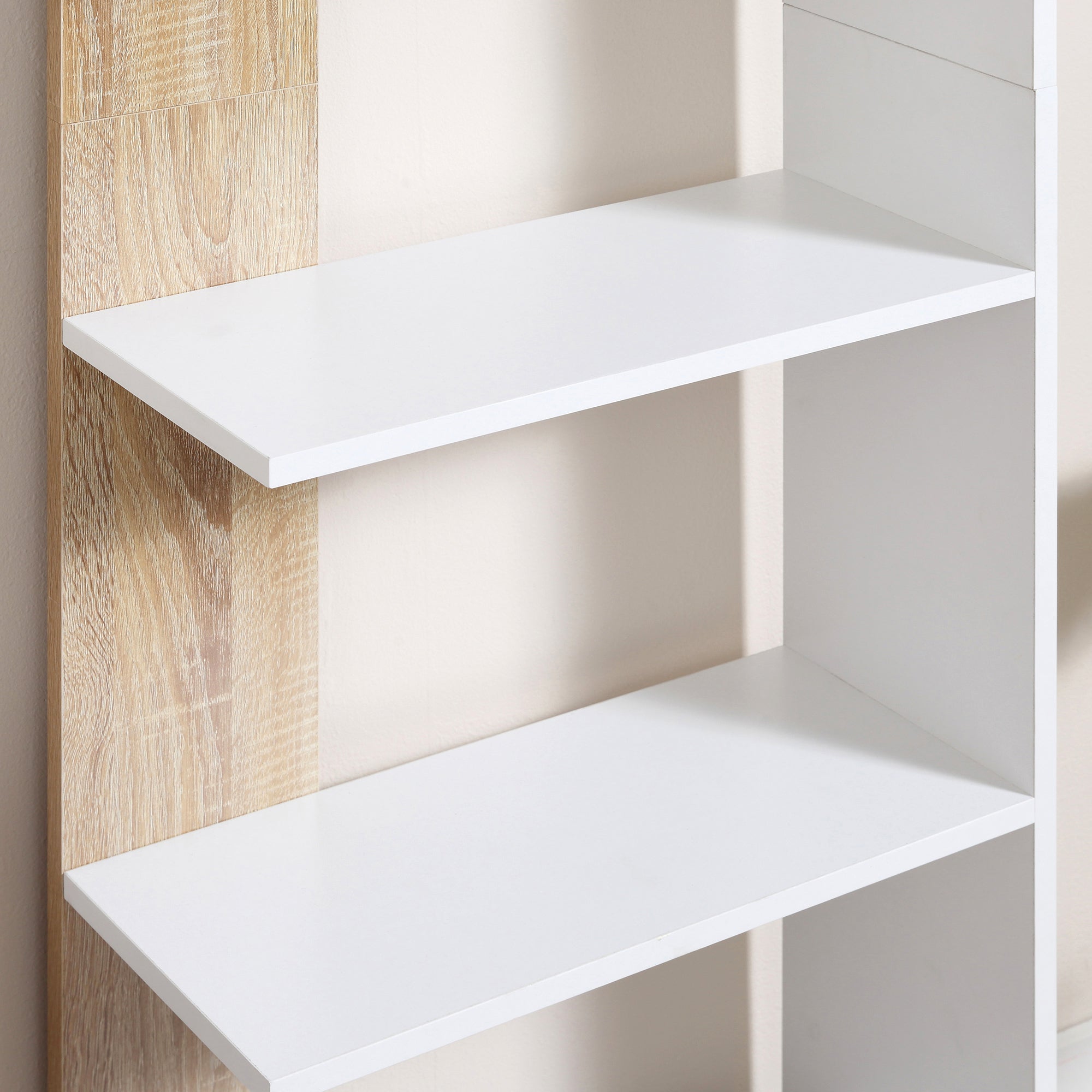 Storage Bookcase with 5 Shelves Multi-Purpose Bookshelf for Study Office with Raised Base Elegant Design 45x21x170 cm White and Oak