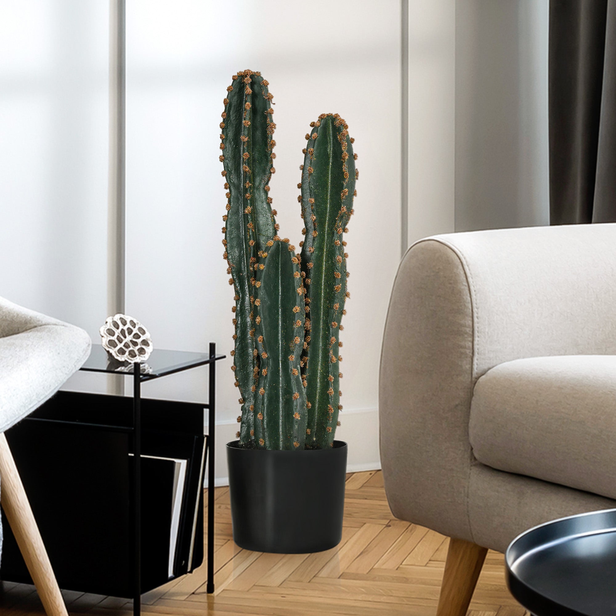 Realistic Large Artificial Cactus Big Size Plant Dimensions Ø 17 x 60H cm Green