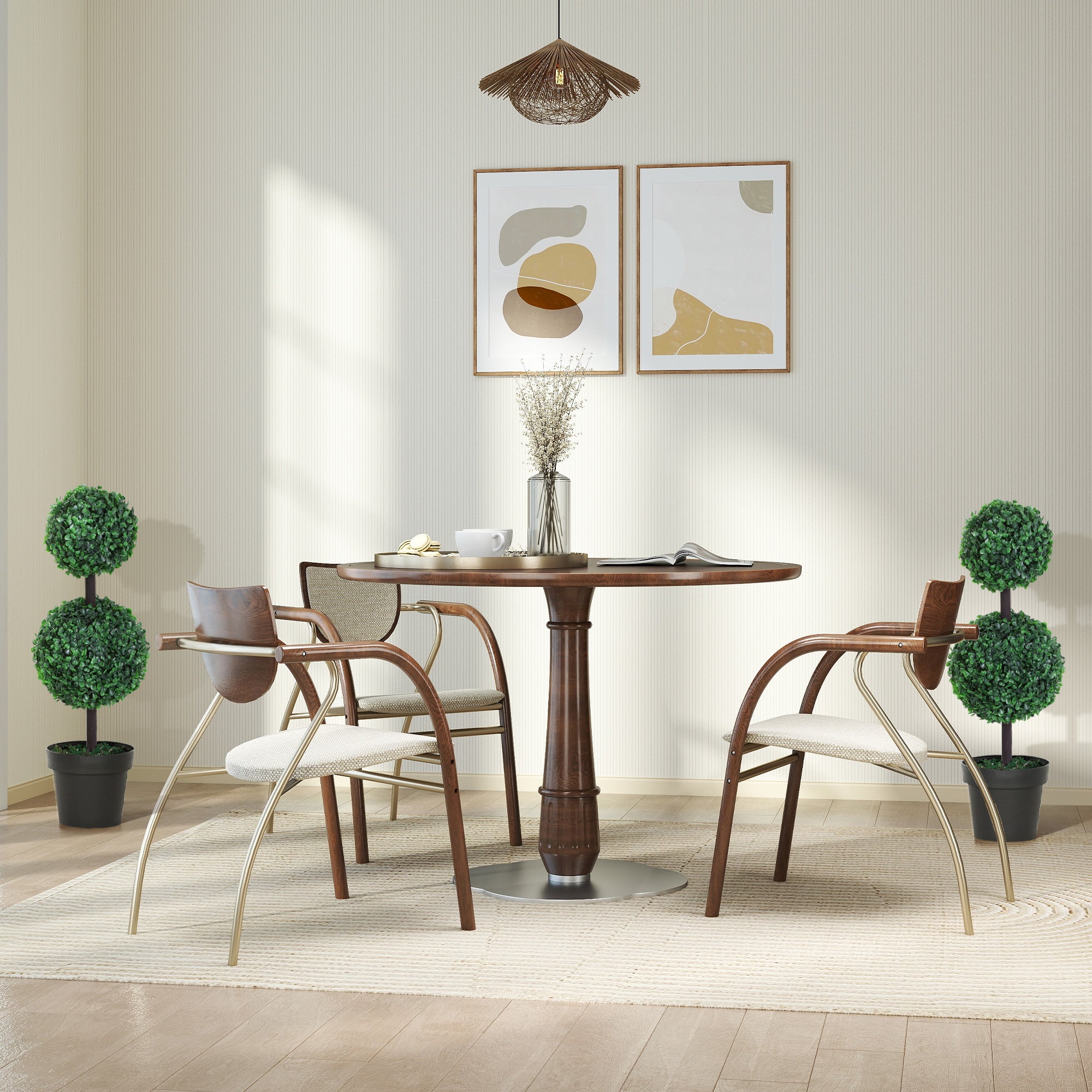 Artificial Plants Set of 2 Large 67 cm Artificial Plant with 2 Balls, Plastic Artificial Tree in Pot, Lifelike Artificial Tree for Living Room Bedroom Office Garden Modern Decoration Gift