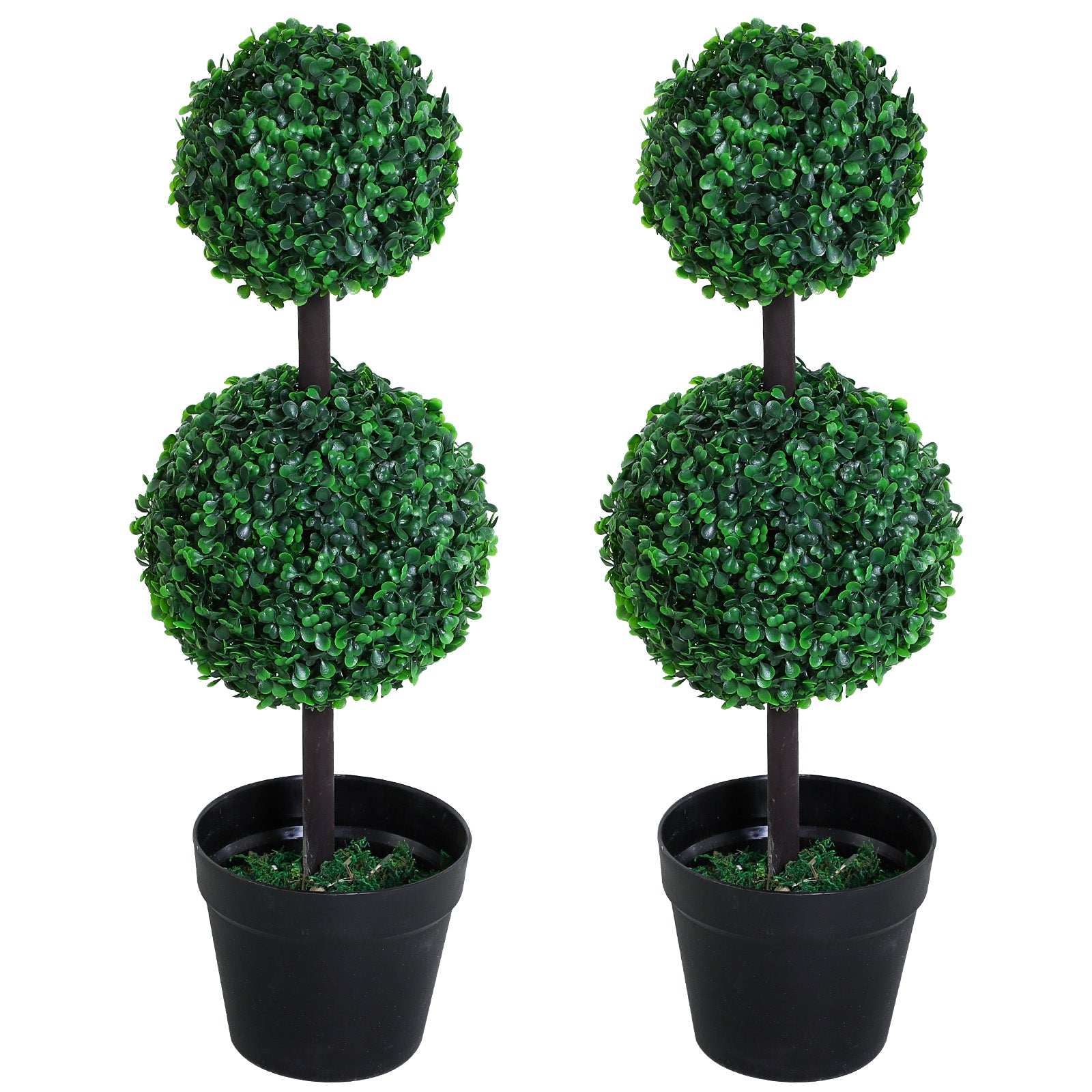 Artificial Plants Set of 2 Large 67 cm Artificial Plant with 2 Balls, Plastic Artificial Tree in Pot, Lifelike Artificial Tree for Living Room Bedroom Office Garden Modern Decoration Gift