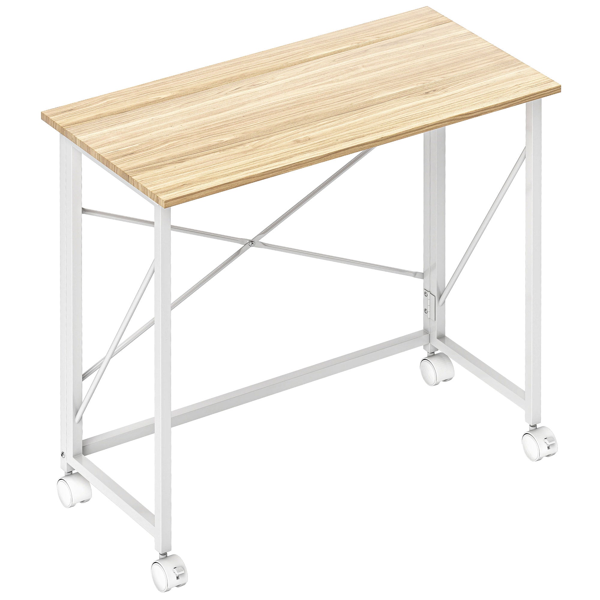 Folding Desk with Wheels Compact Computer Desk Laptop Table for Home Office Small Spaces 80x40x75 cm Natural