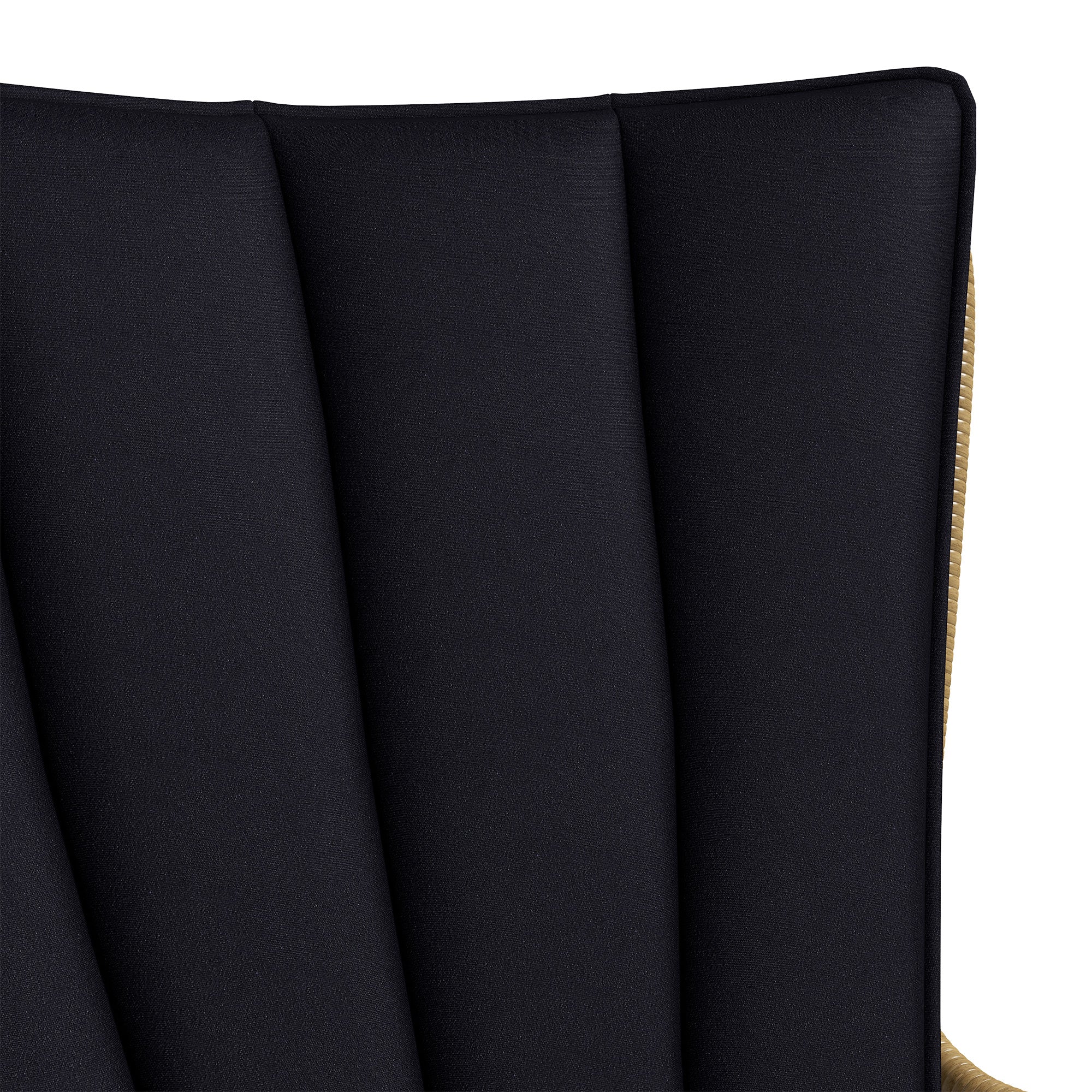 3-Piece Rattan Seating Group, Garden Set, Patio Furniture Set with 2 Chairs, Side Table with Tempered Glass Top, Cushions, for Balcony, Terrace, Natural+Black