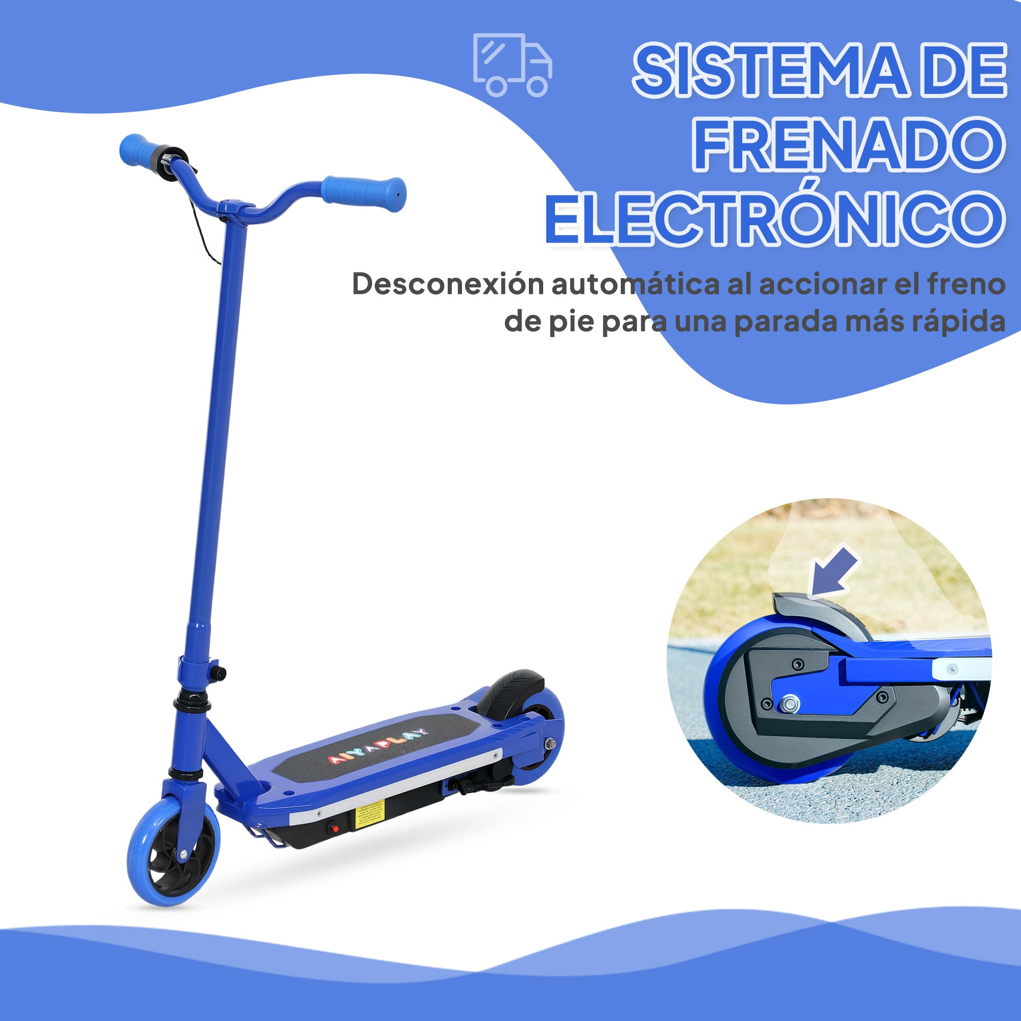 Electric Scooter for Kids 6-14 Years Electric Scooter Max. 10 km/h 80 W Motor Maximum Autonomy 8 km Children's Electric Scooter with LED Lights Rear Brake Blue
