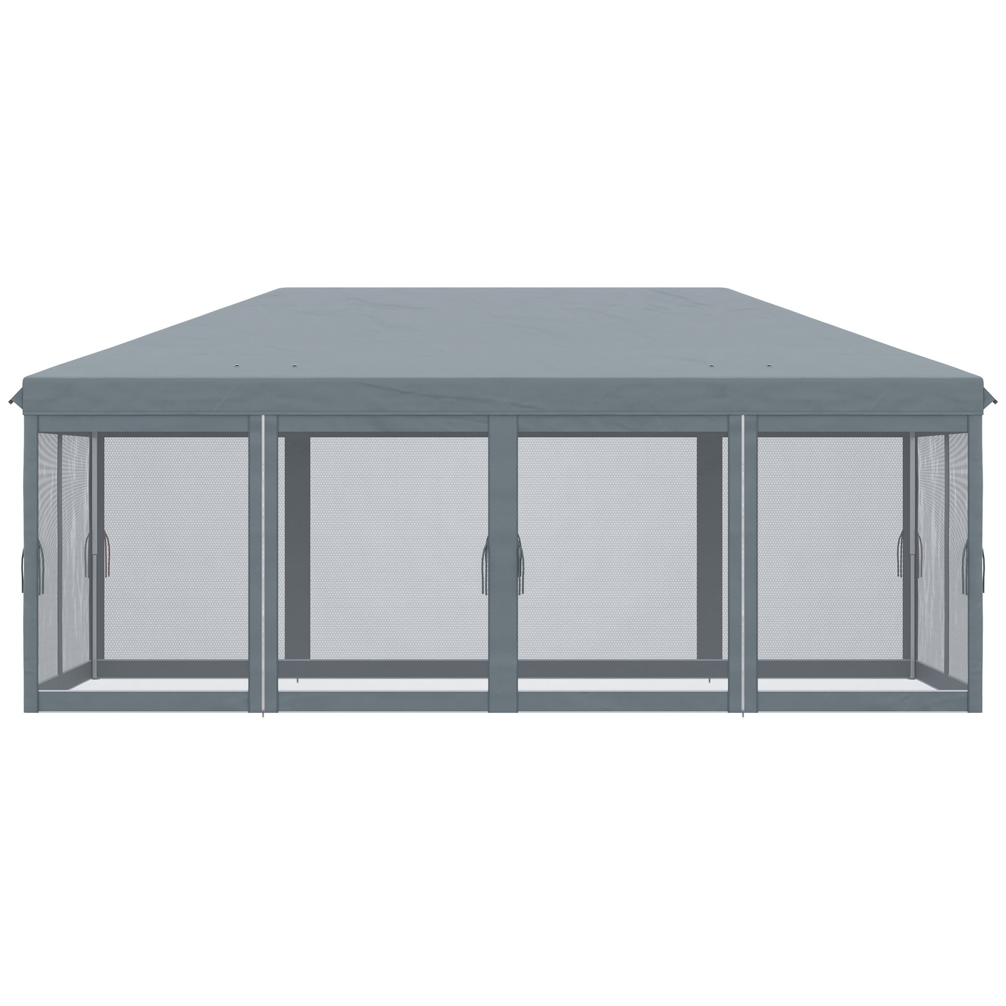Pop-Up Folding Gazebo 6x3 m with 6 Anti-UV Mesh Sidewalls and Carrying Bag for Camping Parties Gray