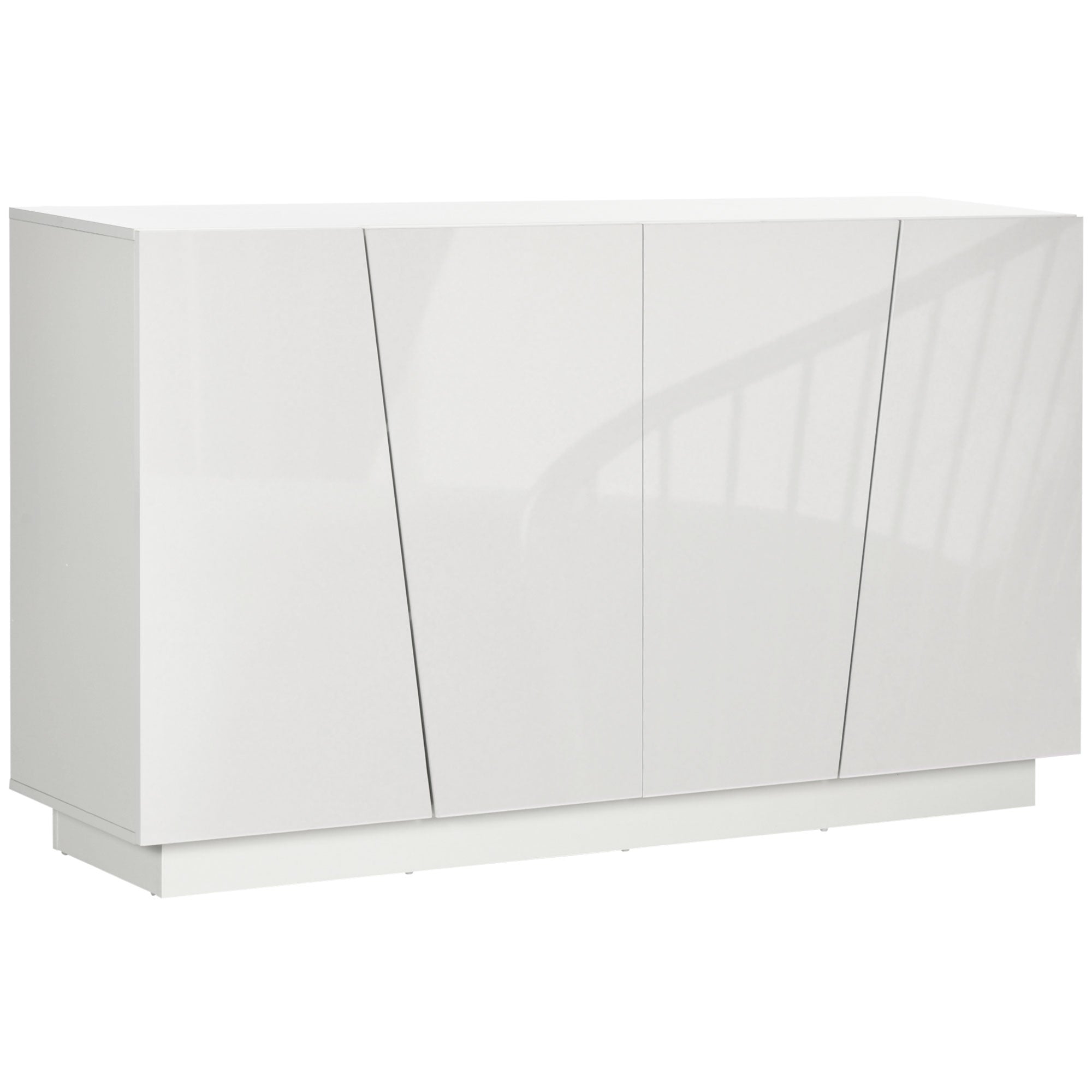 Storage Sideboard Cabinet with Doors and Adjustable Shelf, Storage Wardrobe for Living Room, Kitchen, Bedroom, 150 x 40 x 88 cm, White Gloss