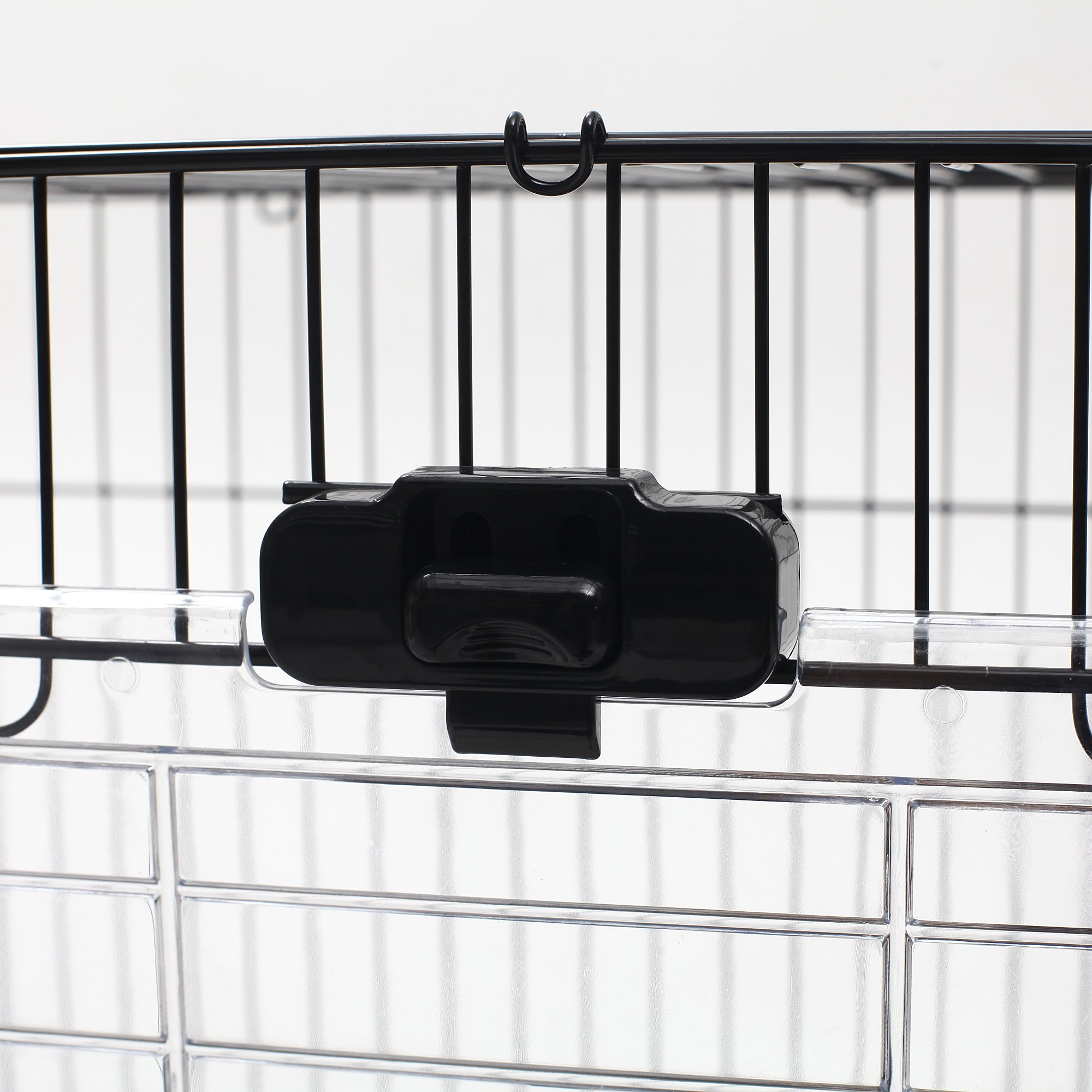 Metal Cage for Rabbits Guinea Pigs in Black with 2 Doors and Removable Tray 81.2x52.7x70cm