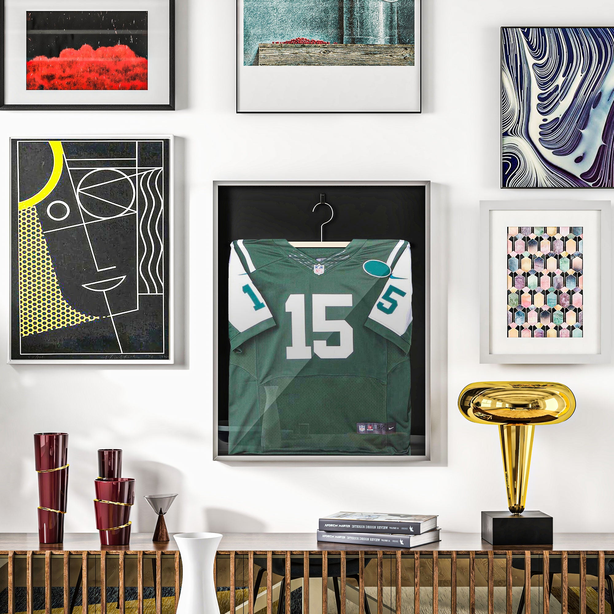 Frame box T-frame jersey frame in aluminum and UV protection acrylic, 70 x 90 cm